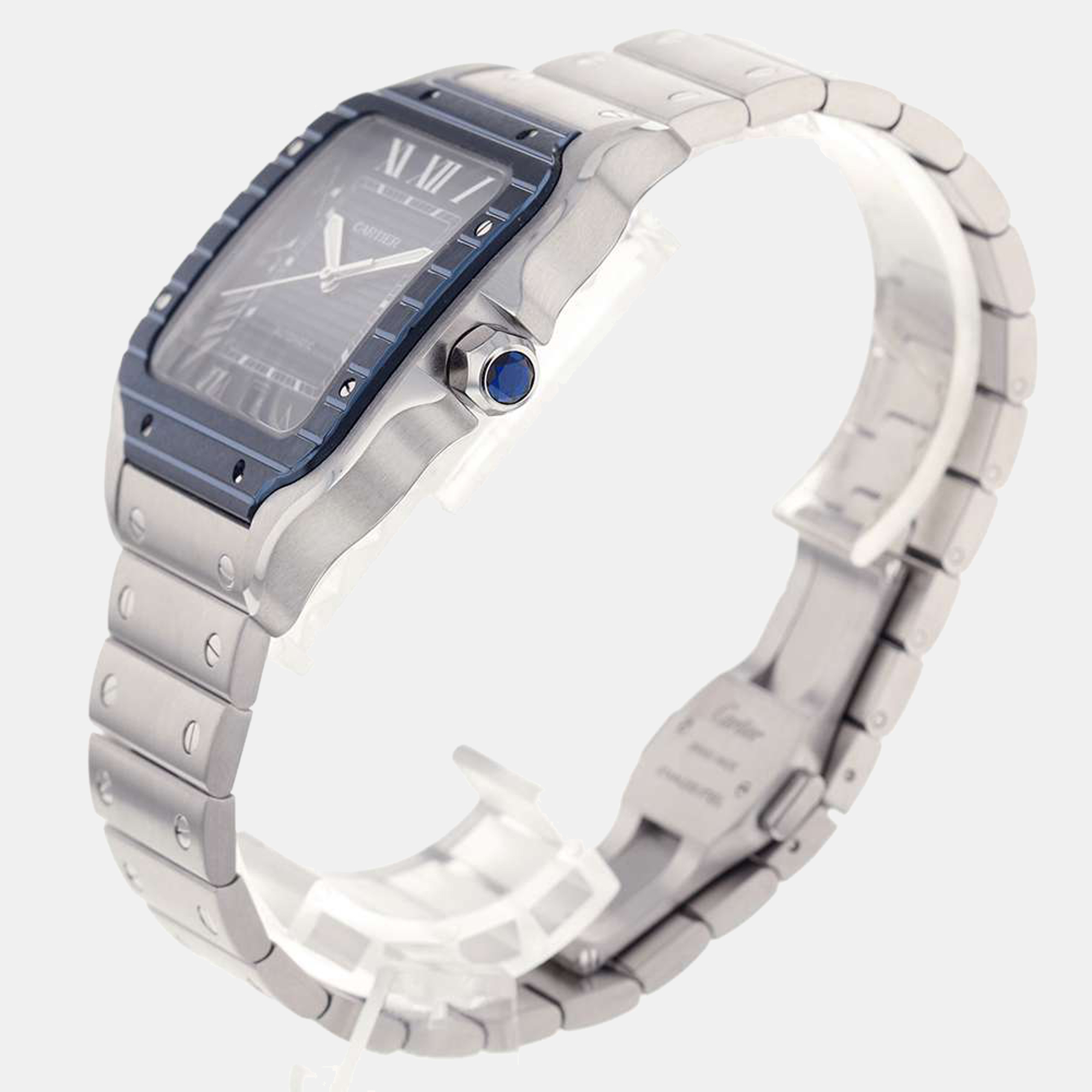 

Cartier Blue Stainless Steel Santos WSSA0048 Quartz Men's Wristwatch 40 mm