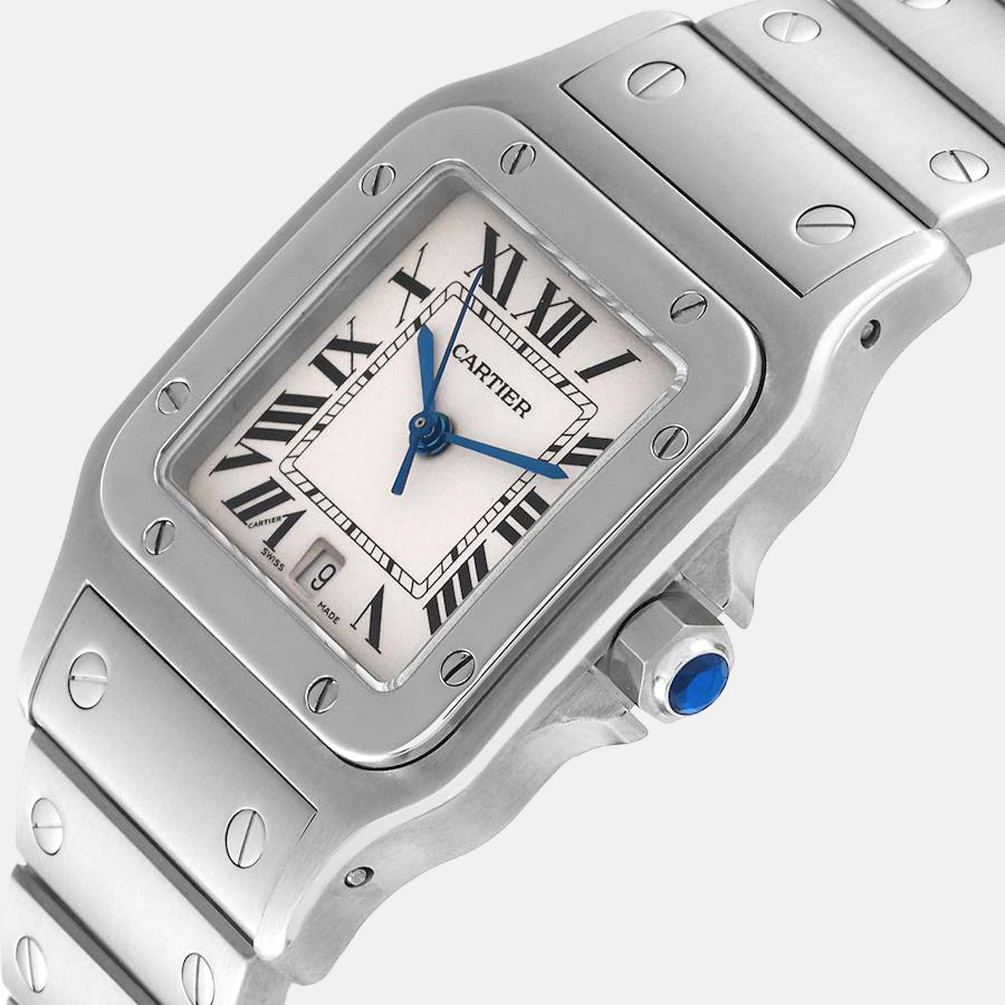 

Cartier Silver Stainless Steel Santos Galbee W20060D6 Men's Wristwatch 29 mm