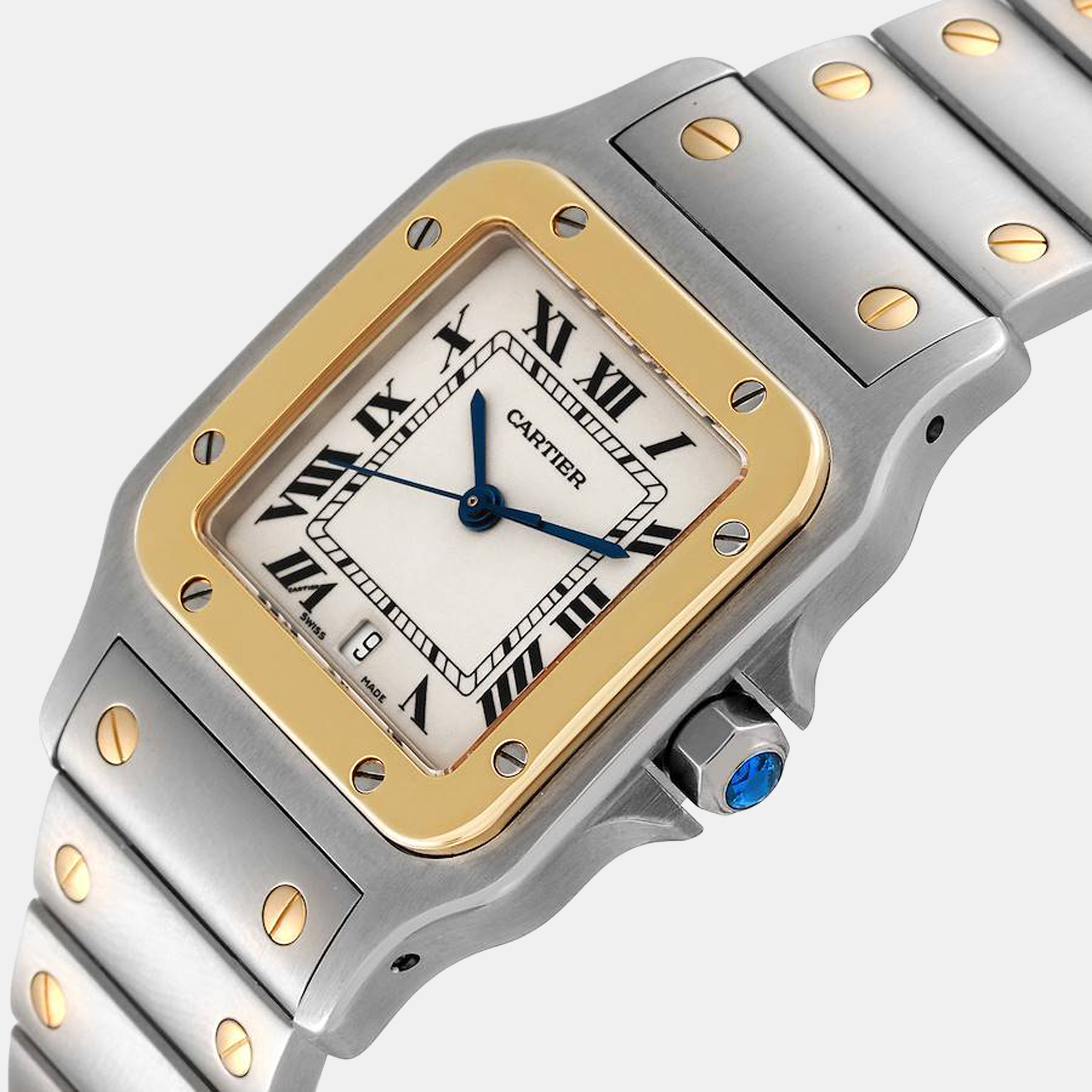 

Cartier Silver 18K Yellow Gold And Stainless Steel Santos Galbee W20011C4 Men's Wristwatch 41 mm