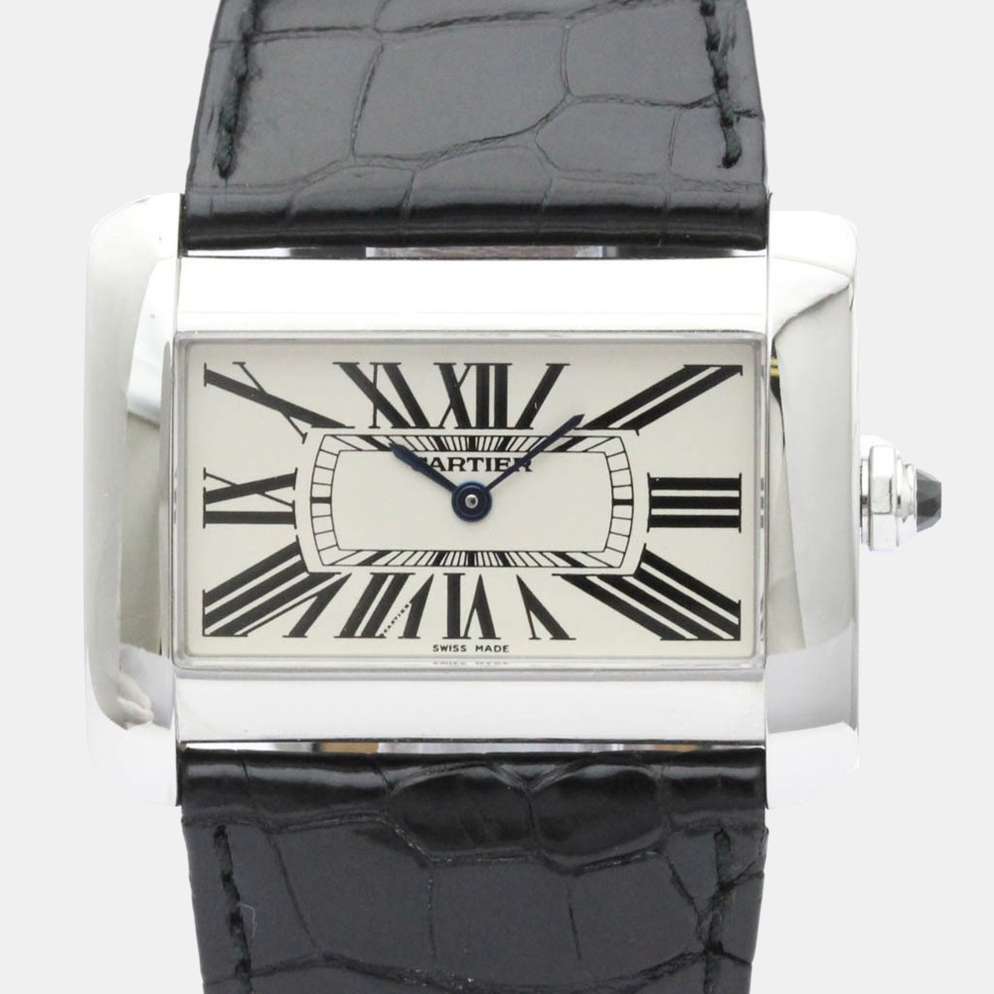 Pre-owned Cartier Silver Stainless Steel Tank Divan W6300655 Men's Wristwatch 38 Mm