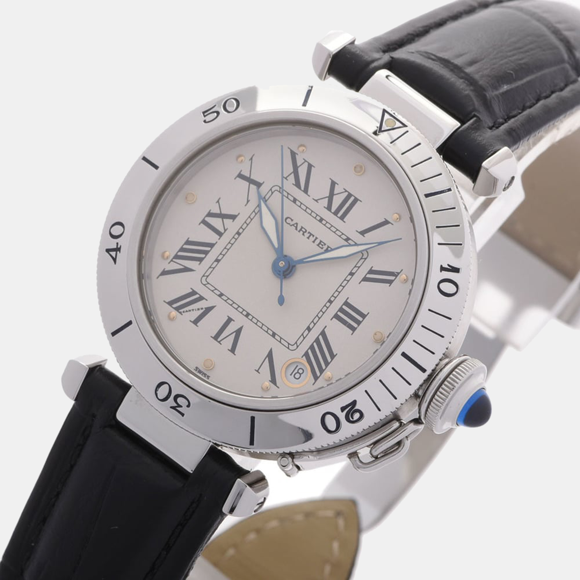 

Cartier Silver Stainless Steel Pasha de Cartier W3100255 Automatic Men's Wristwatch 35 mm