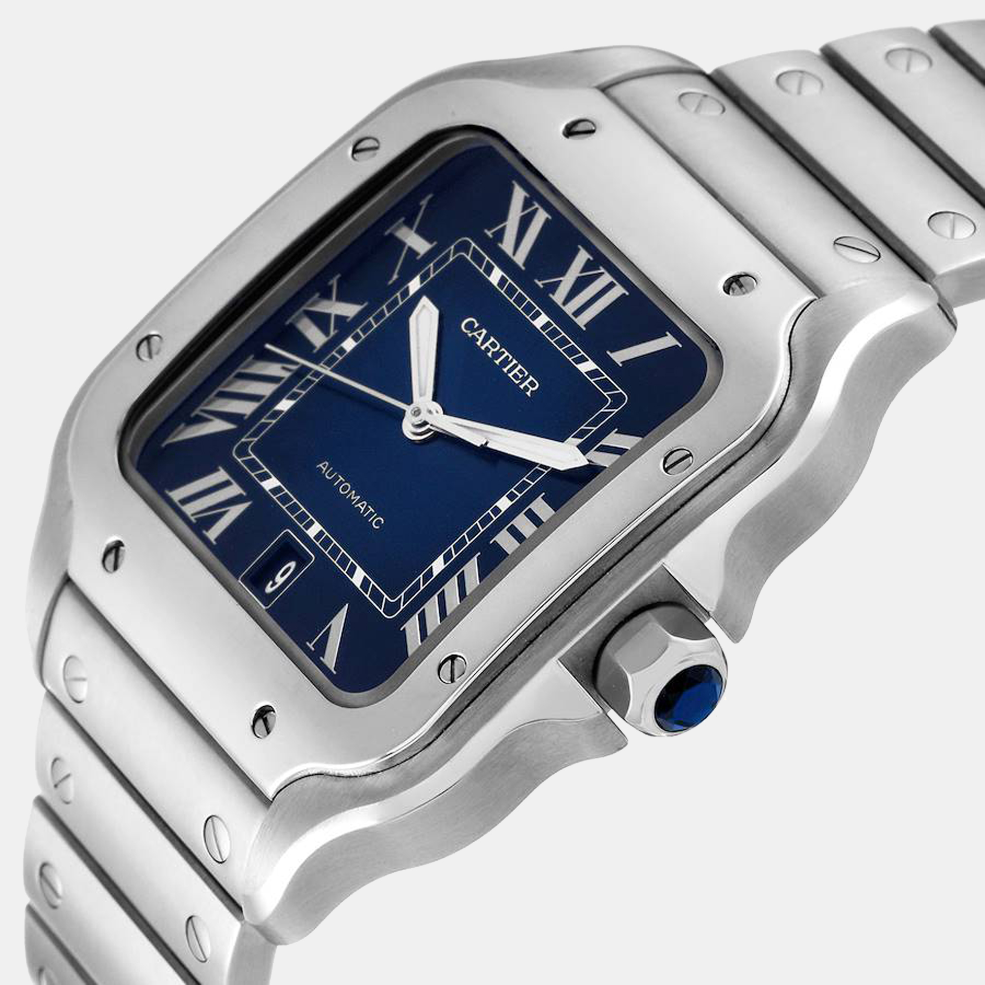 

Cartier Blue Stainless Steel Santos WSSA0030 Automatic Men's Wristwatch 47 mm