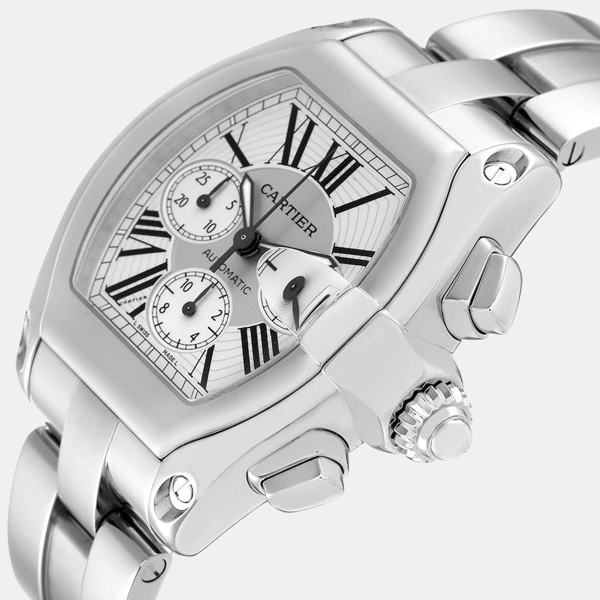 

Cartier Silver Stainless Steel Roadster W62019X6 Men's Wristwatch 43 mm