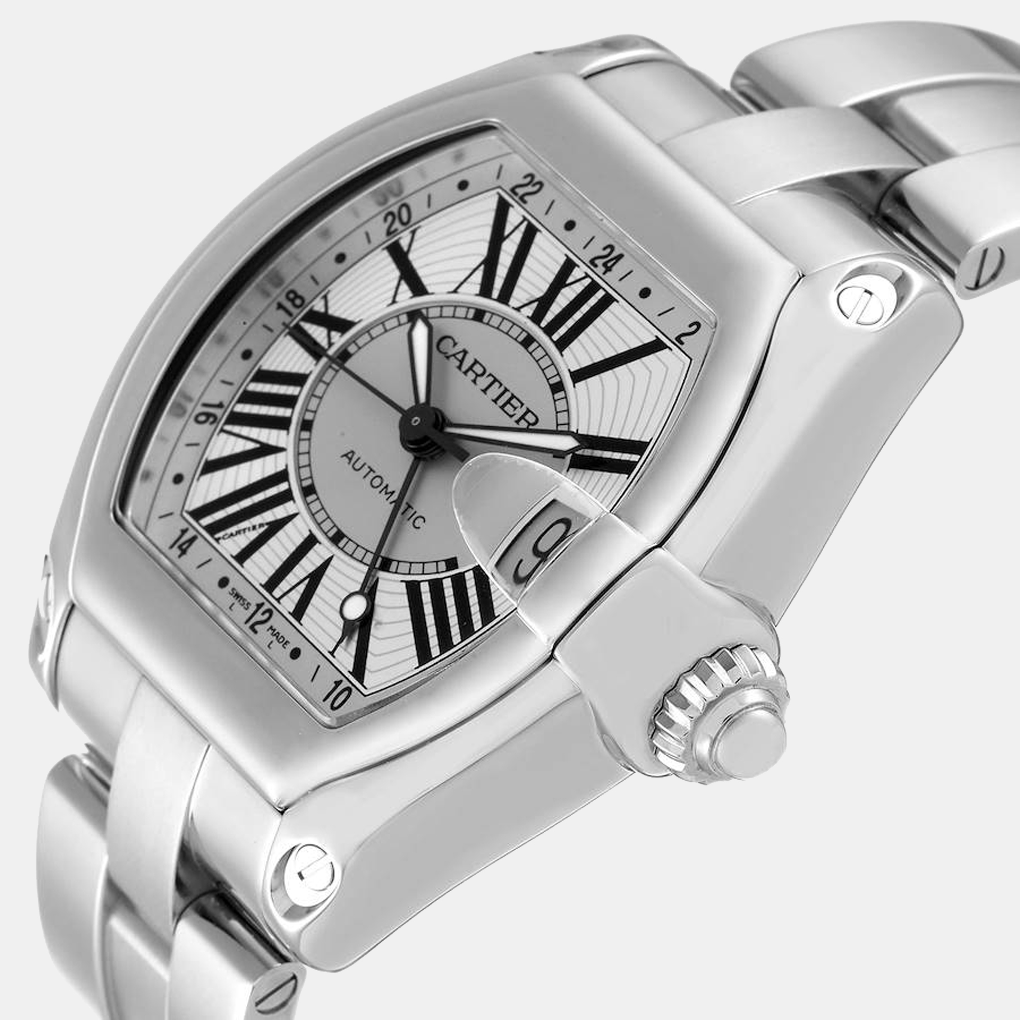 

Cartier Silver Stainless Steel Roadster W62032X6 Automatic Men's Wristwatch 43 mm