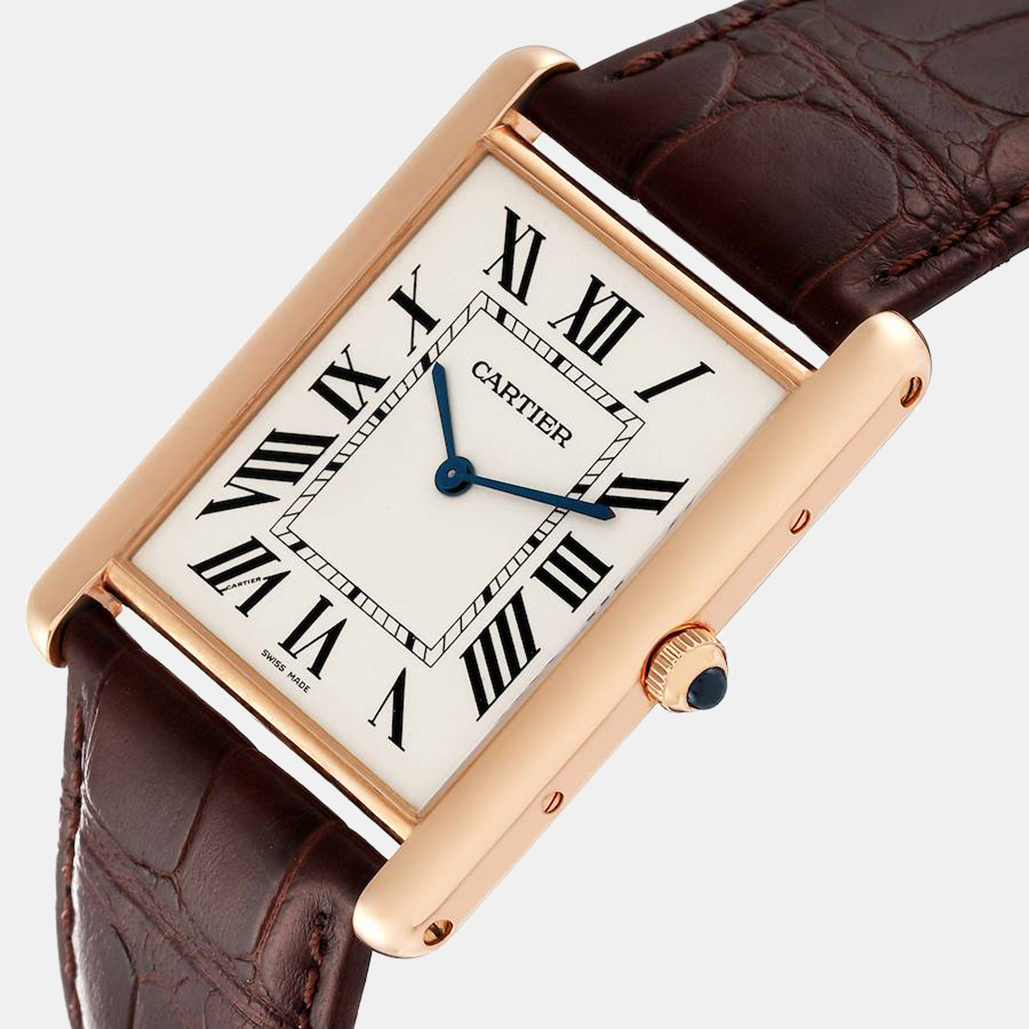 

Cartier Silver 18K Rose Gold Tank Louis W1560017 Men's Wristwatch 34 mm