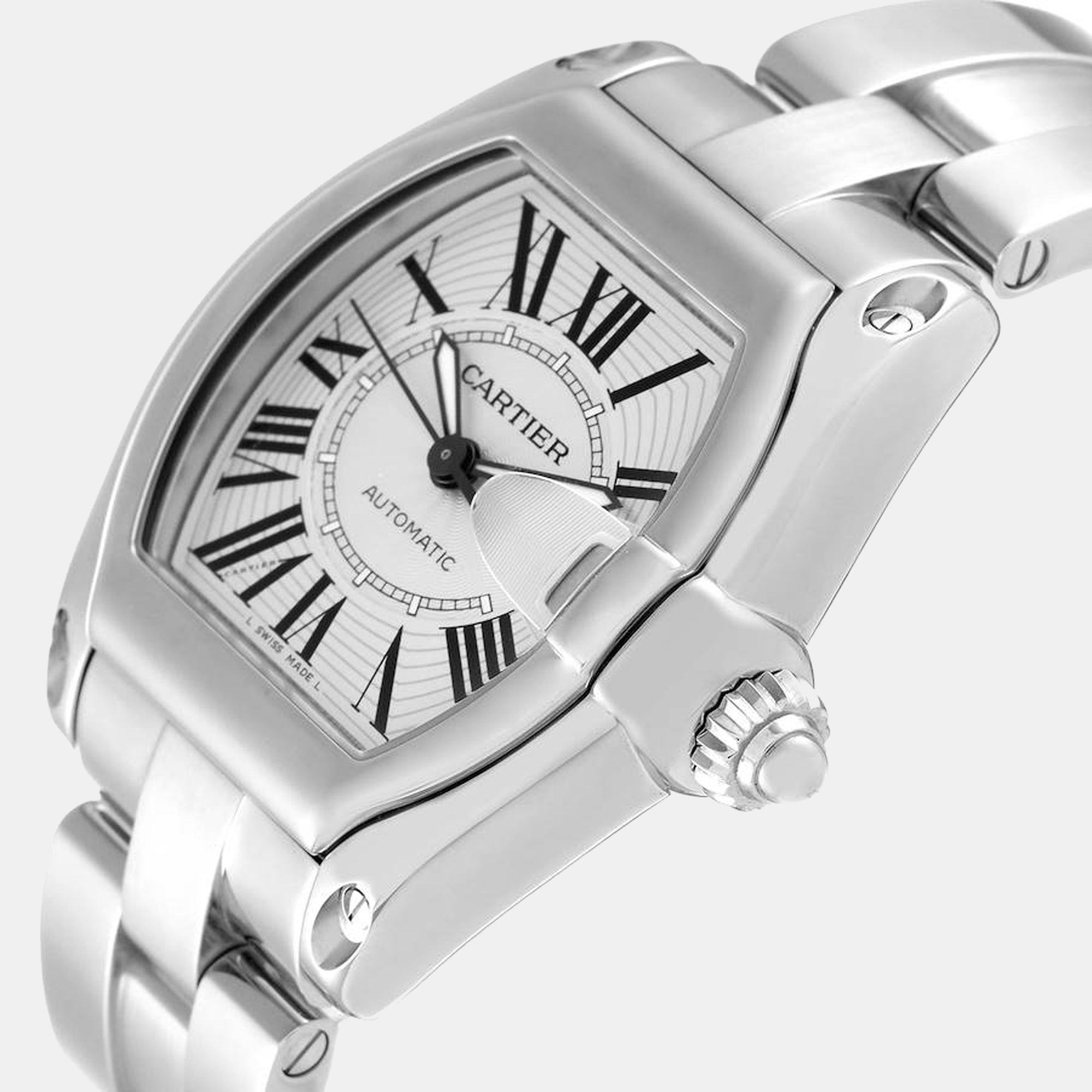 

Cartier Silver Stainless Steel Roadster W62025V3 Automatic Men's Wristwatch 38 mm