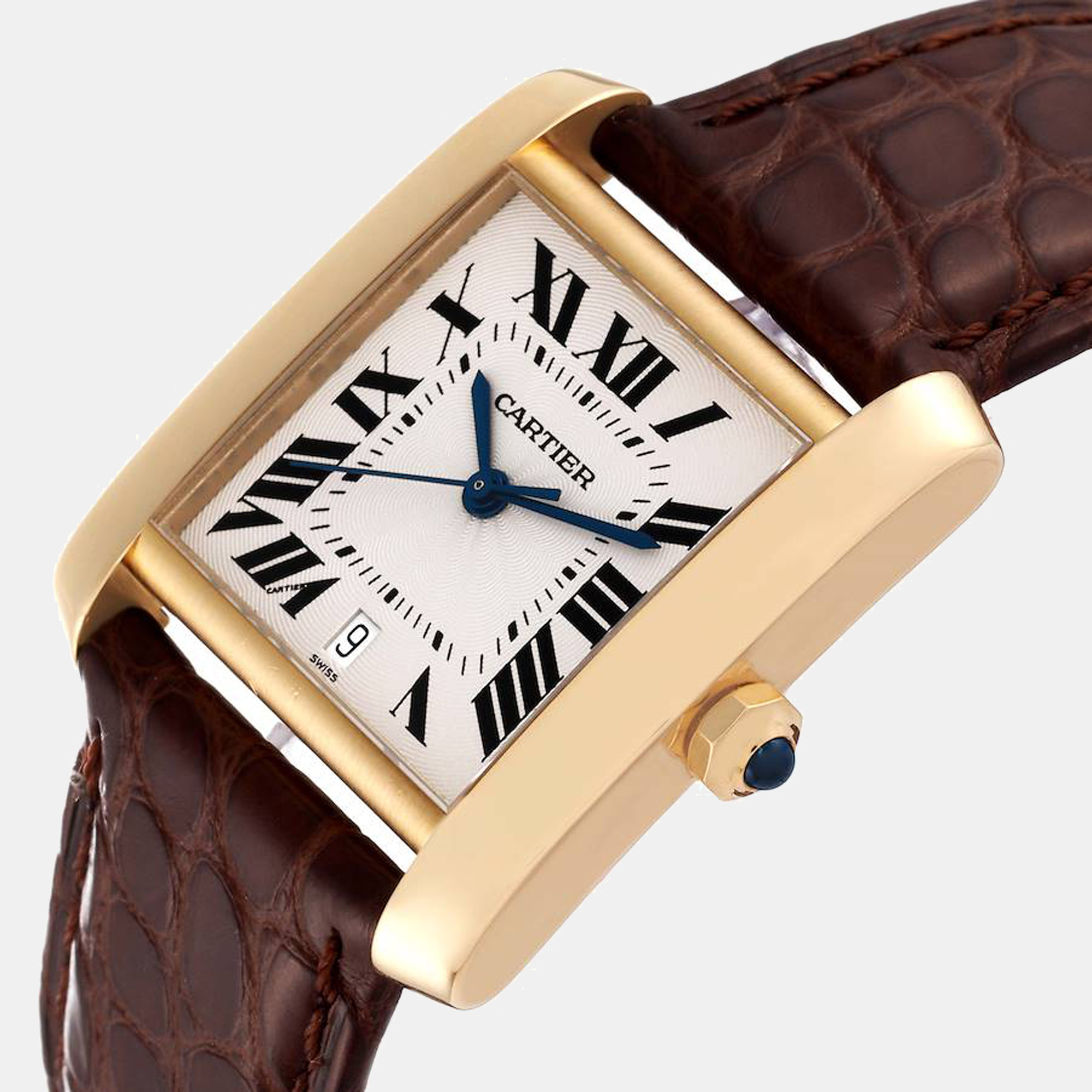 

Cartier Silver 18K Yellow Gold Tank Francaise W5000156 Quartz Men's Wristwatch 32 mm