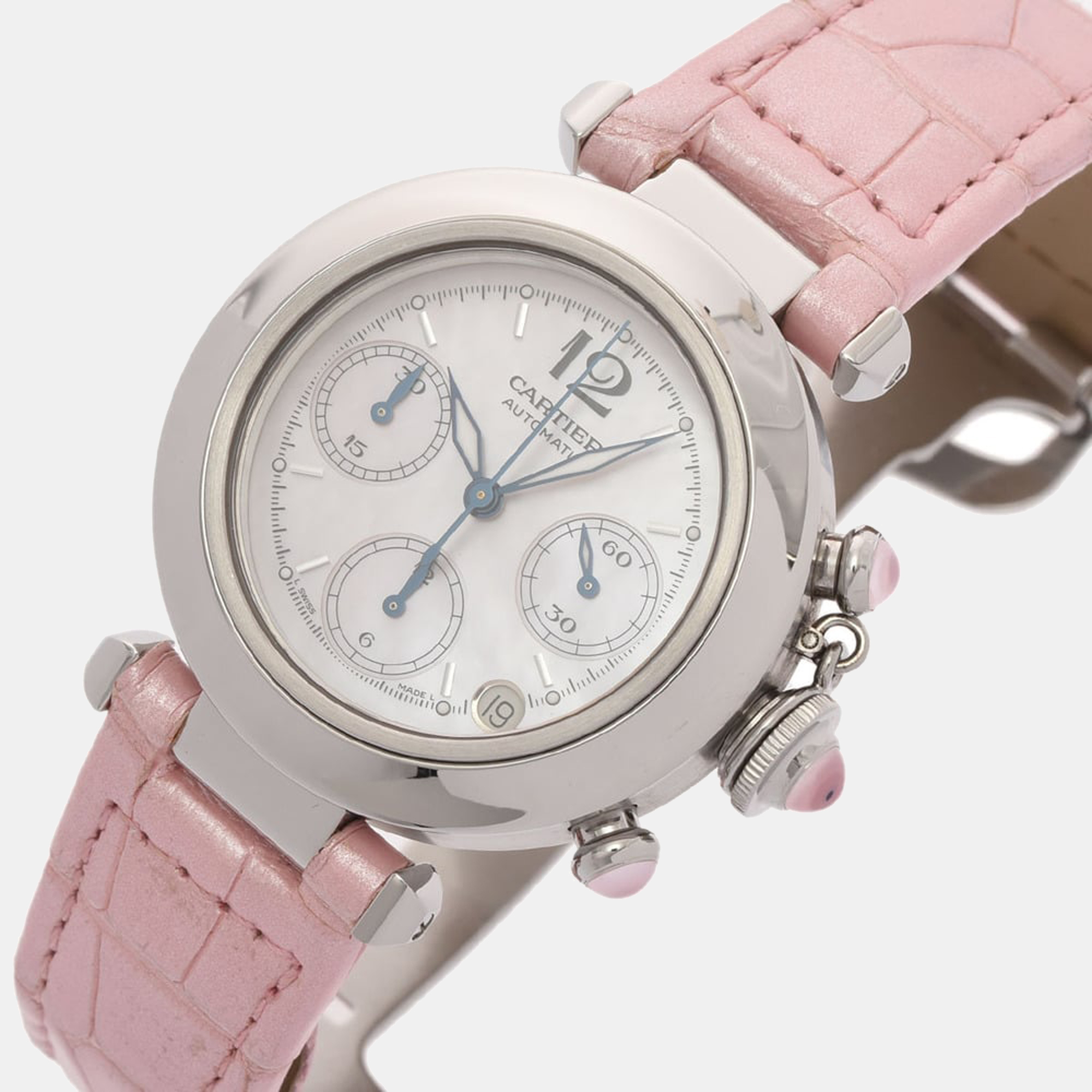 

Cartier Pink MOP Stainless Steel Pasha C Christmas Limited Edition W3106599 Men's Wristwatch 35 mm