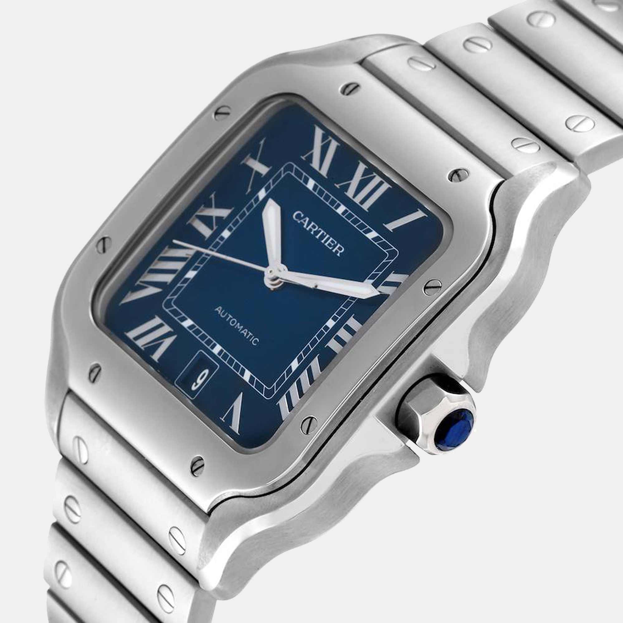 

Cartier Blue Stainless Steel Santos WSSA0030 Automatic Men's Wristwatch 47 mm