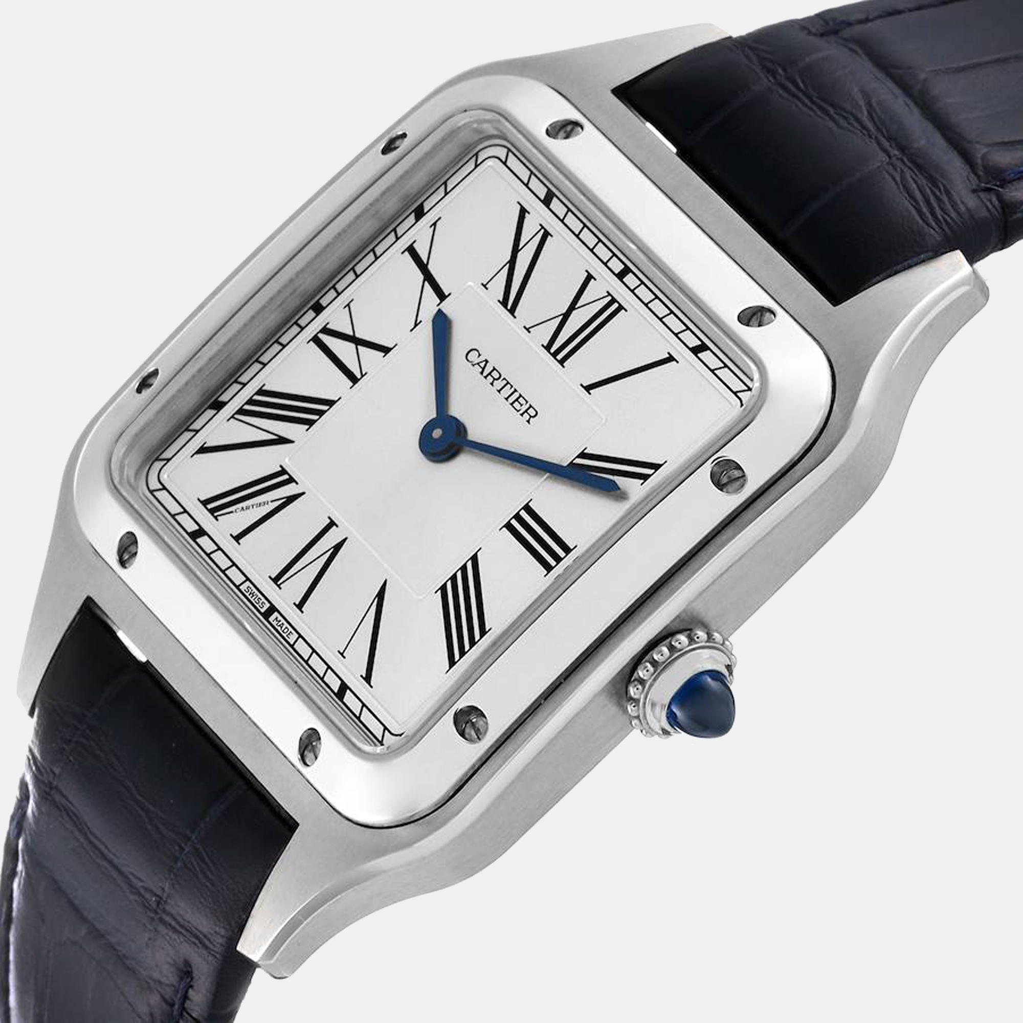 

Cartier Silver Stainless Steel Santos Dumont WSSA0022 Quartz Men's Wristwatch 43.5 mm