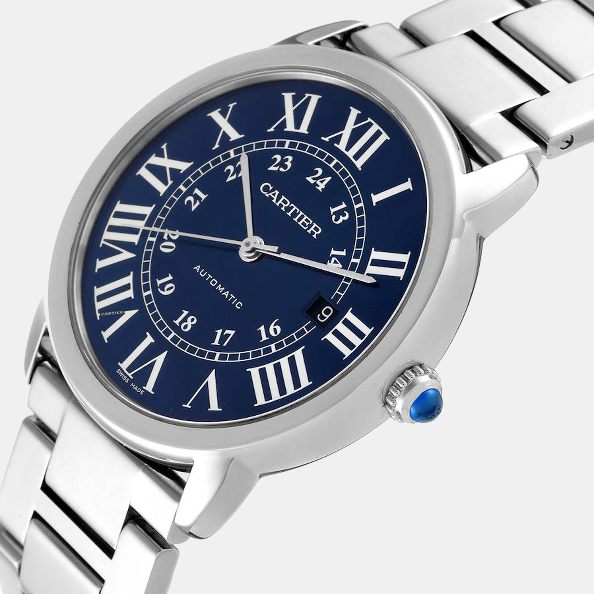 

Cartier Blue Stainless Steel Ronde Solo WSRN0023 Men's Wristwatch 42 mm