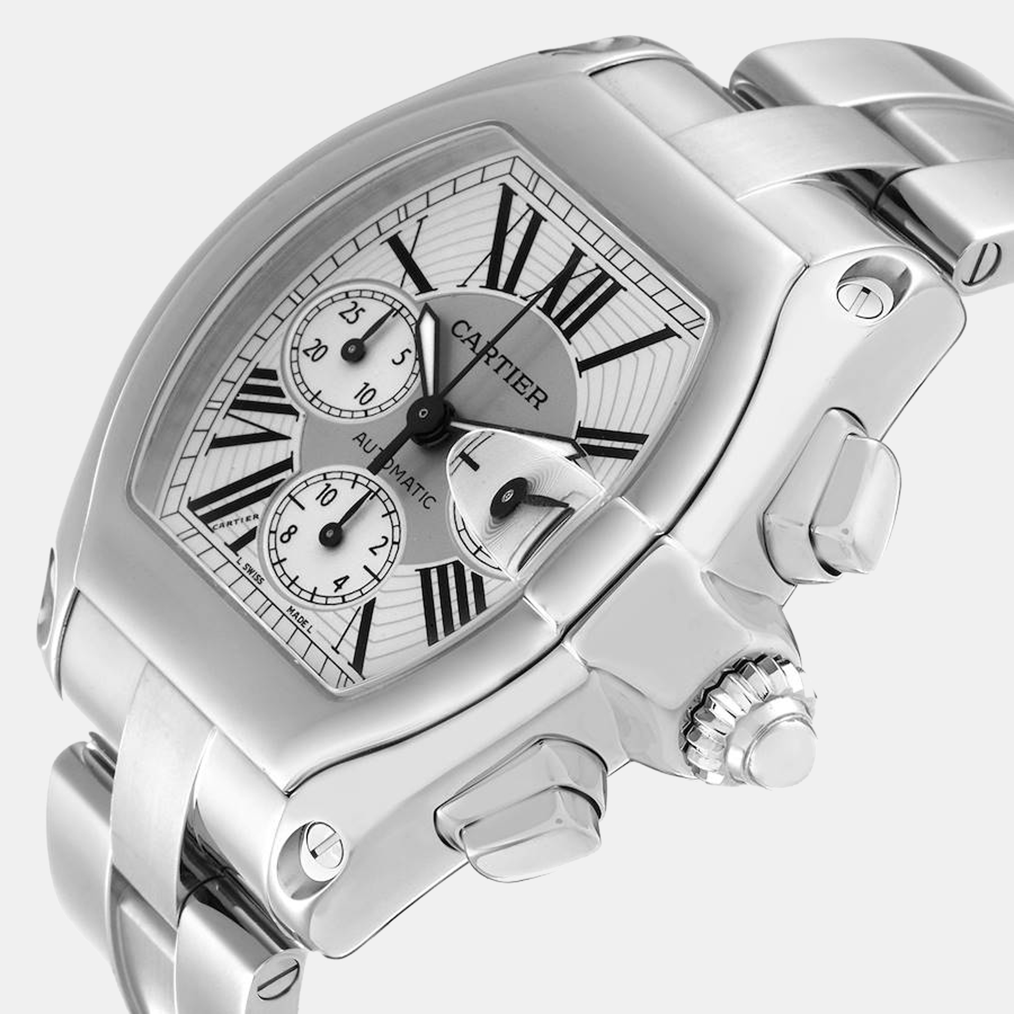 

Cartier Silver Stainless Steel Roadster W62019X6 Men's Wristwatch 43 mm