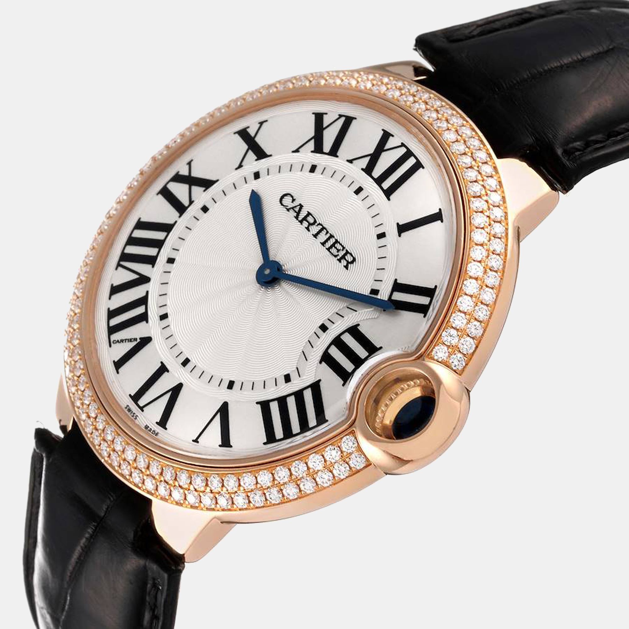 

Cartier Silver Diamonds 18K Rose Gold Ballon Bleu WE902055 Men's Wristwatch 40 mm