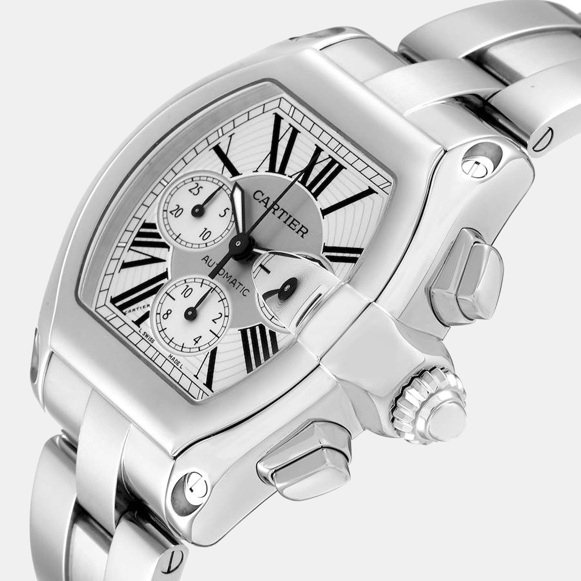 

Cartier Silver Stainless Steel Roadster W62019X6 Men's Wristwatch 43 mm