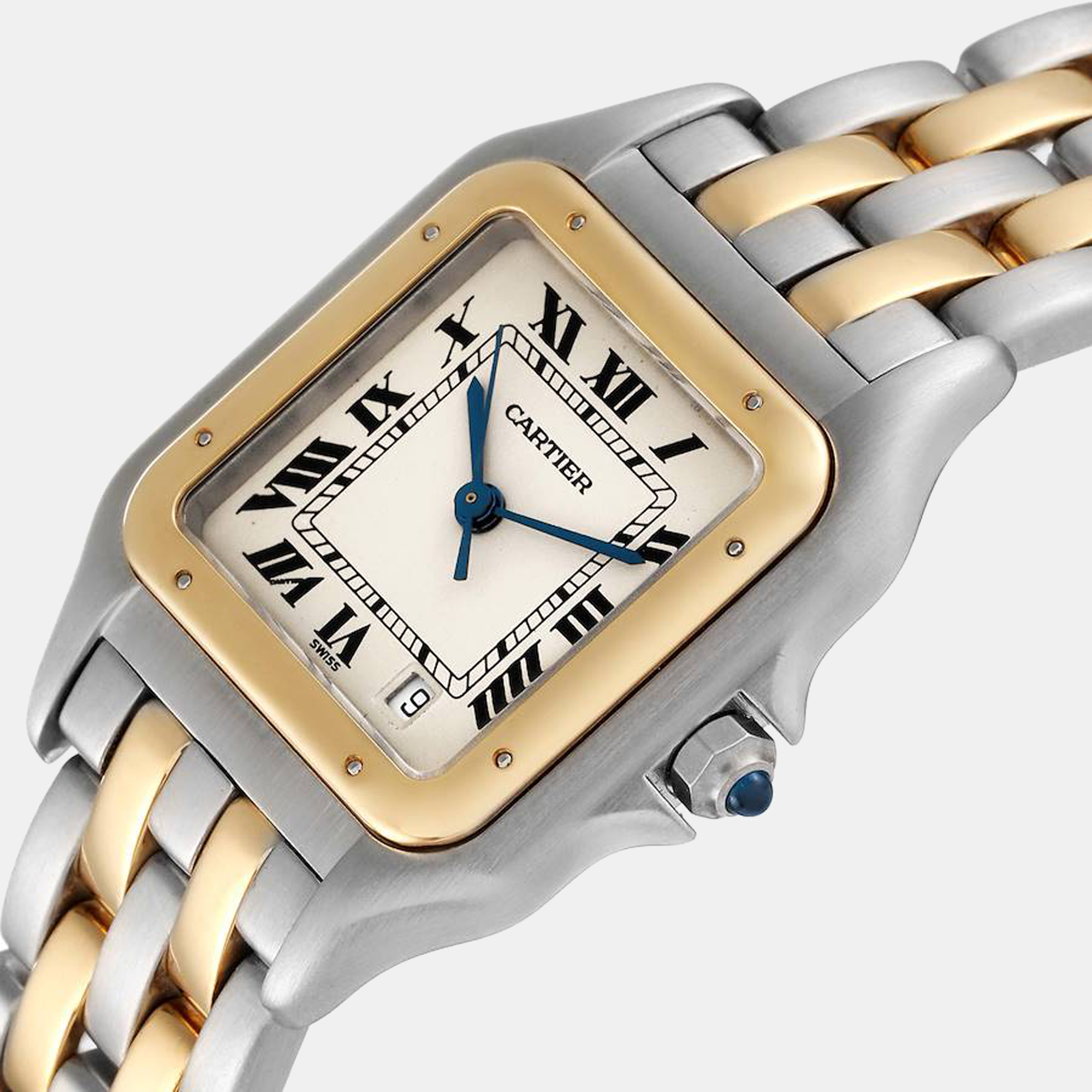 

Cartier Silver 18K Yellow Gold And Stainless Steel Santos W25028B6 Men's Wristwatch 36 mm