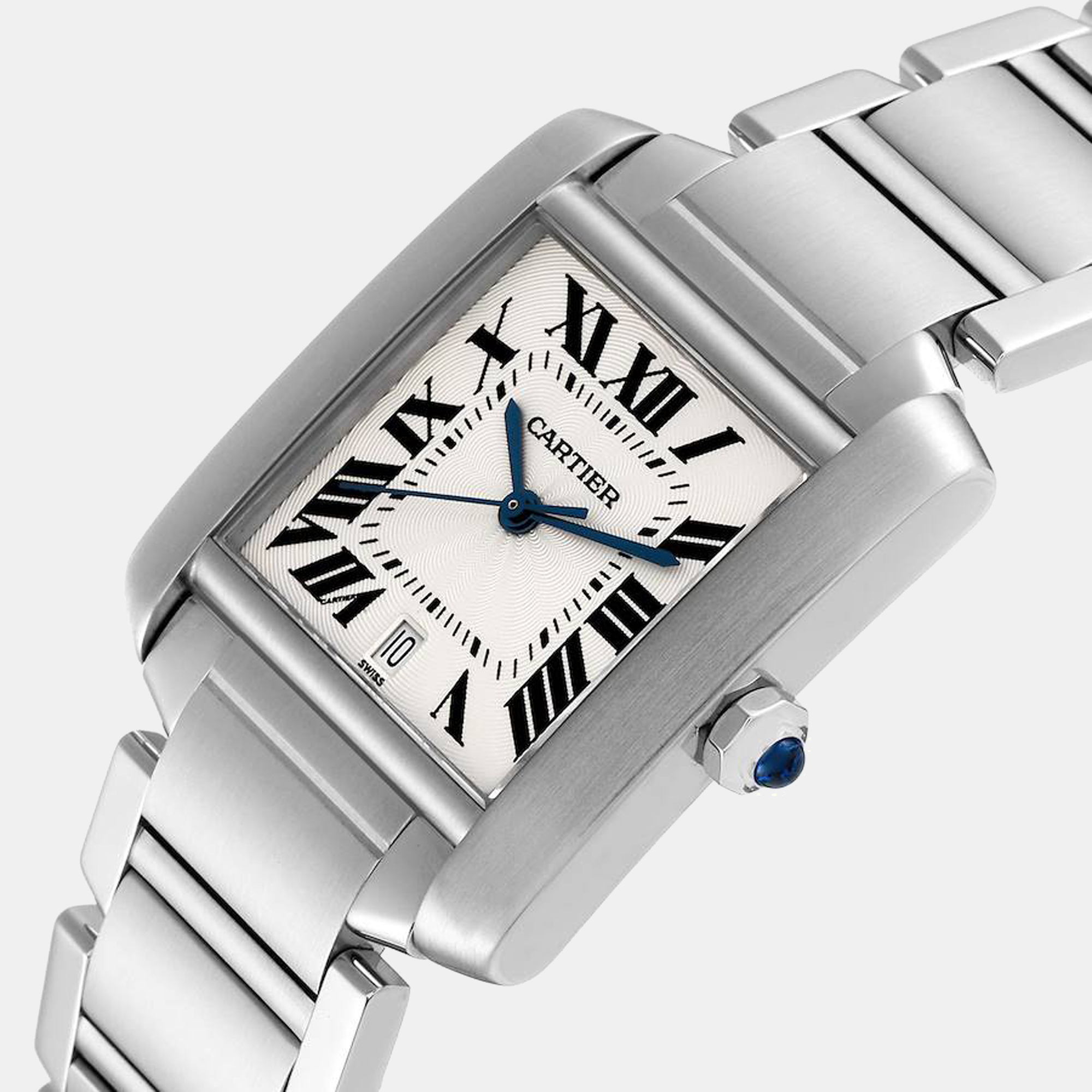 

Cartier Silver Stainless Steel Tank Francaise W51002Q3 Men's Wristwatch 28 mm