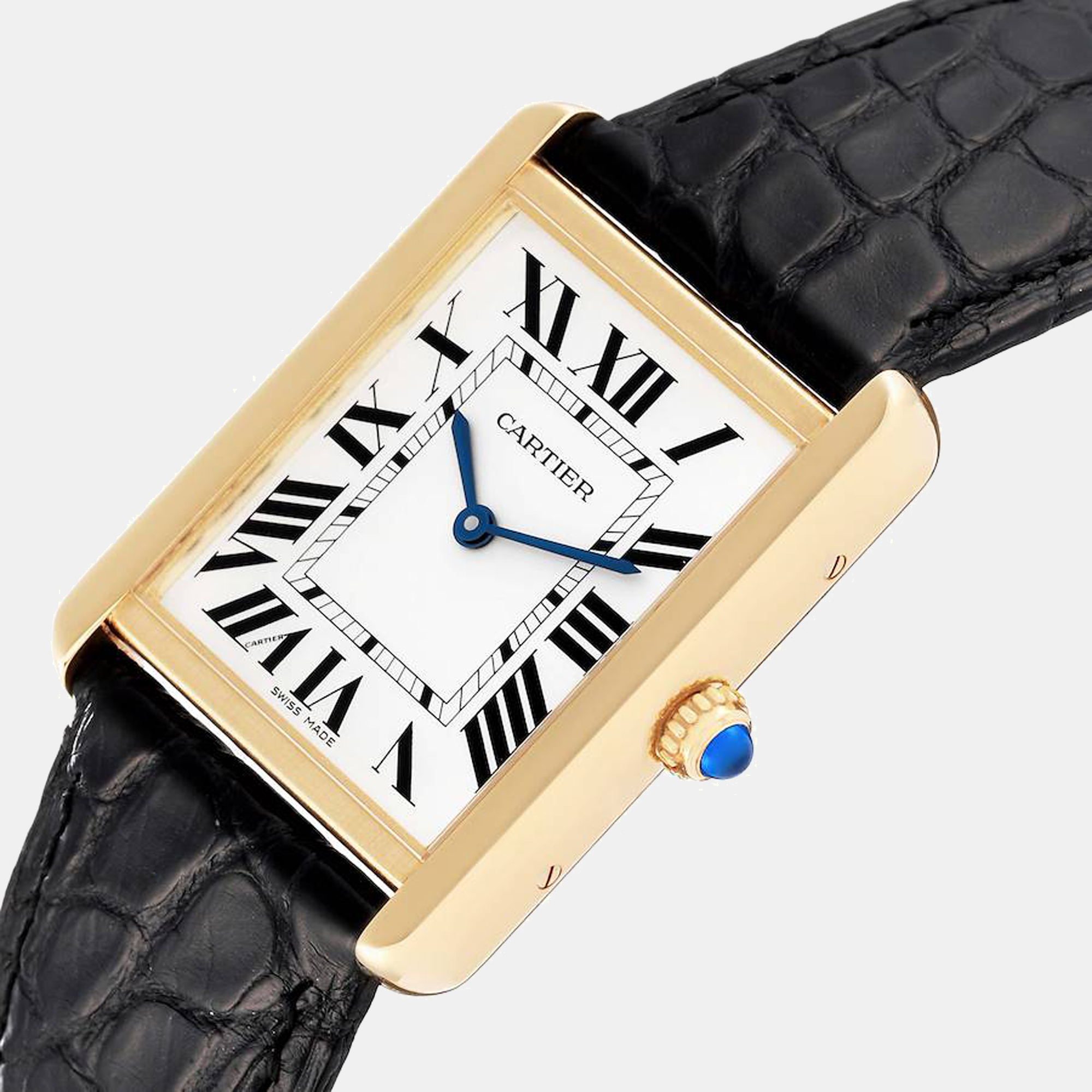 

Cartier Silver 18K Yellow Gold Tank Solo W5200004 Men's Wristwatch 27 mm