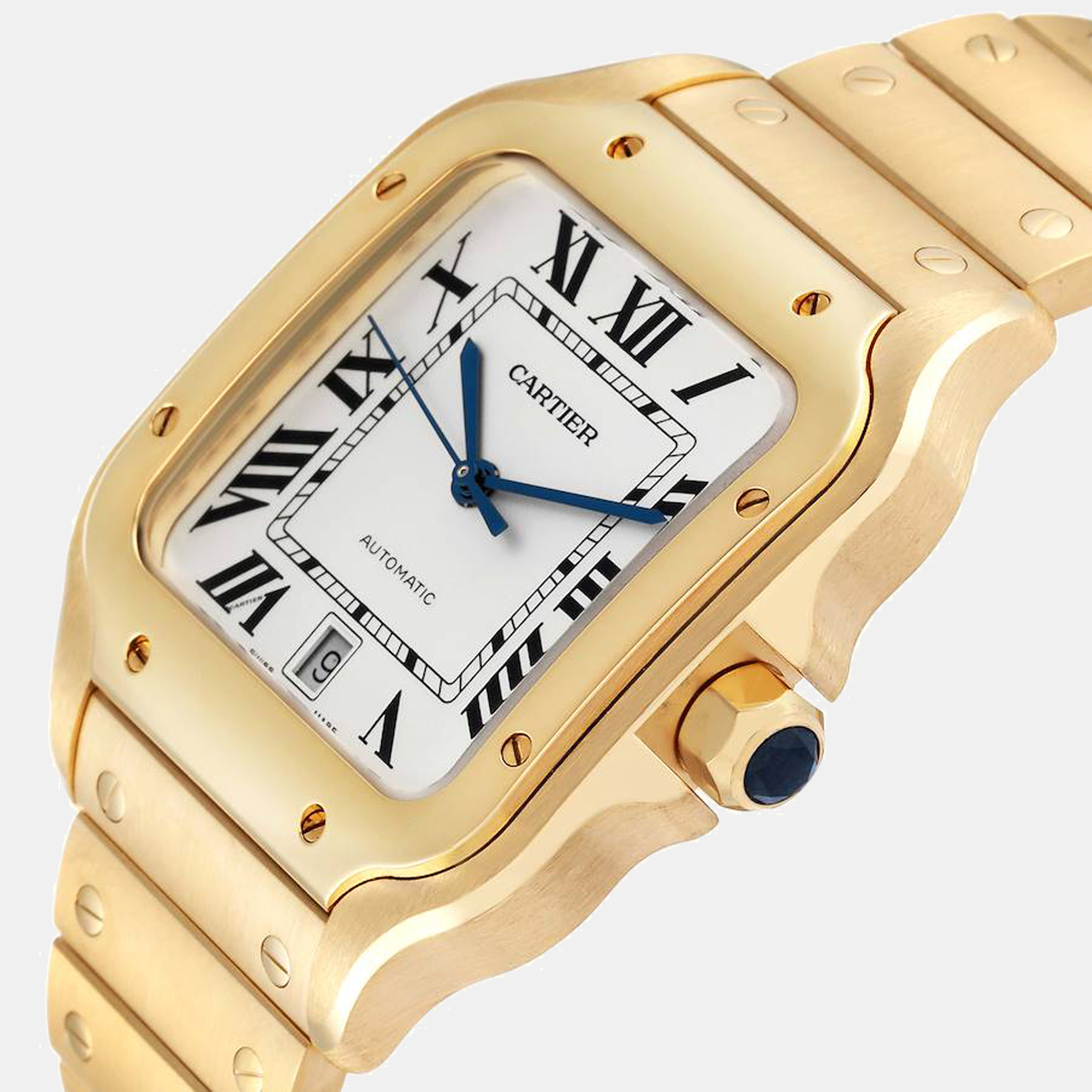 

Cartier Silver 18K Yellow Gold Santos WGSA0029 Automatic Men's Wristwatch 47.5 mm