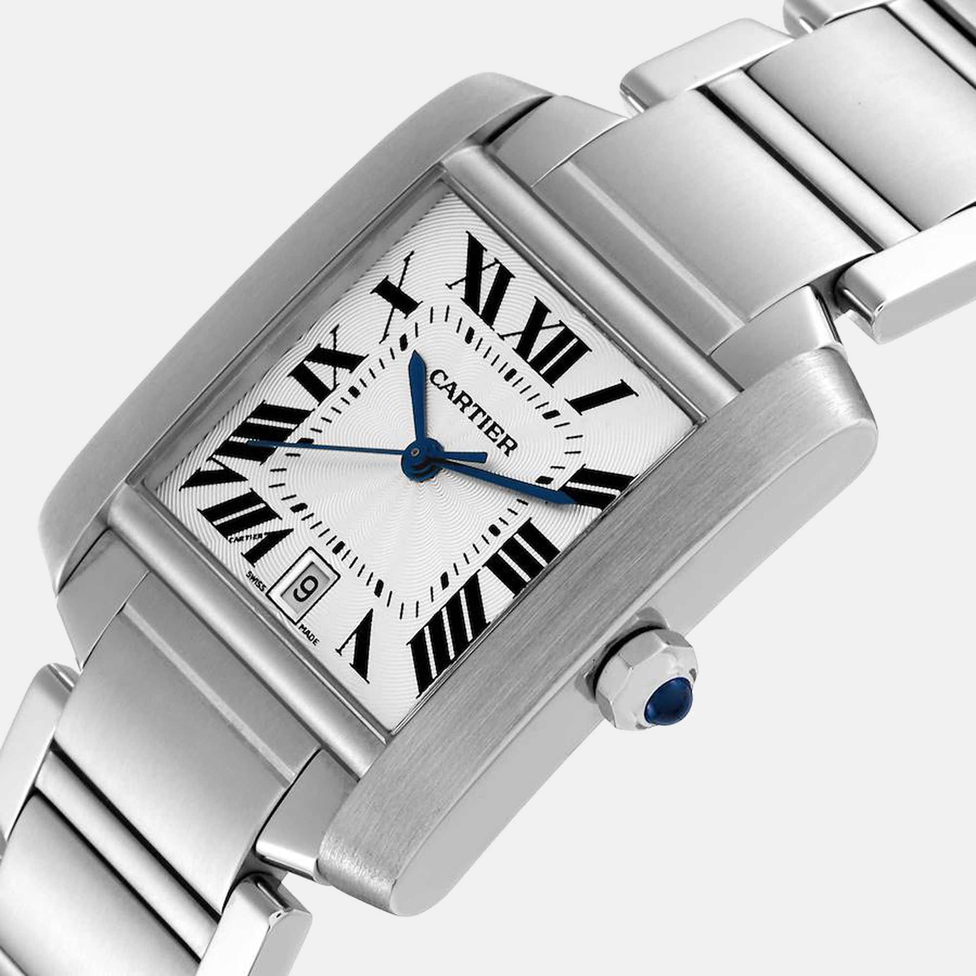 

Cartier Silver Stainless Steel Tank Francaise W51002Q3 Men's Wristwatch 28 mm