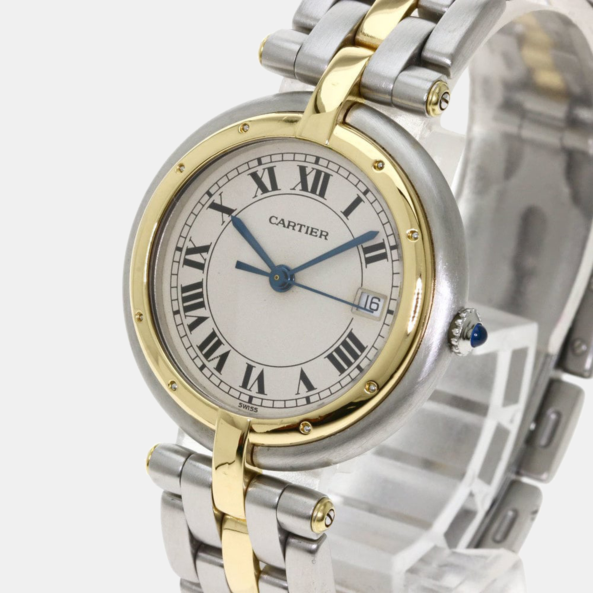 

Cartier Silver 18K Yellow Gold And Stainless Steel Panthere Cougar Men's Wristwatch 30 mm