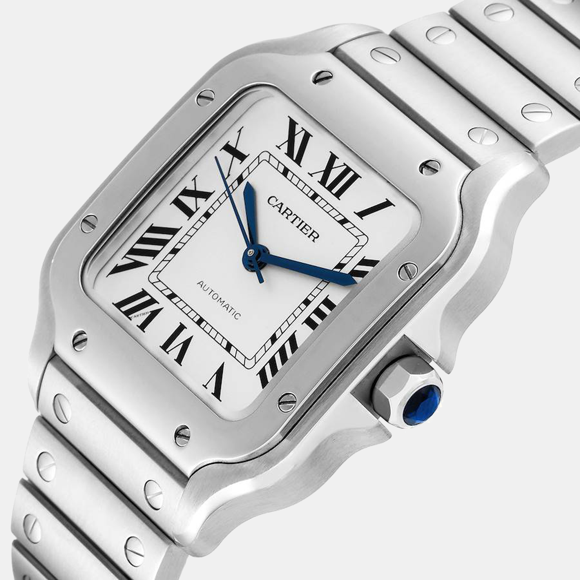 

Cartier Silver Stainless Steel Santos WSSA0010 Automatic Men's Wristwatch 35 mm