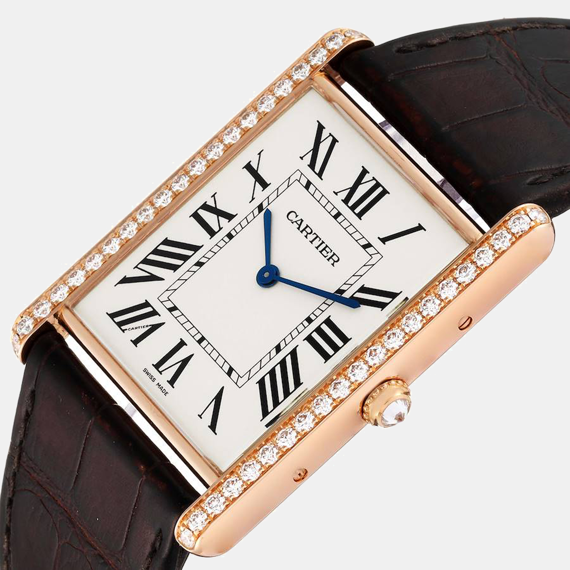 

Cartier Tank Louis XL 18k Rose Gold Diamond Men's Watch WT200005, White