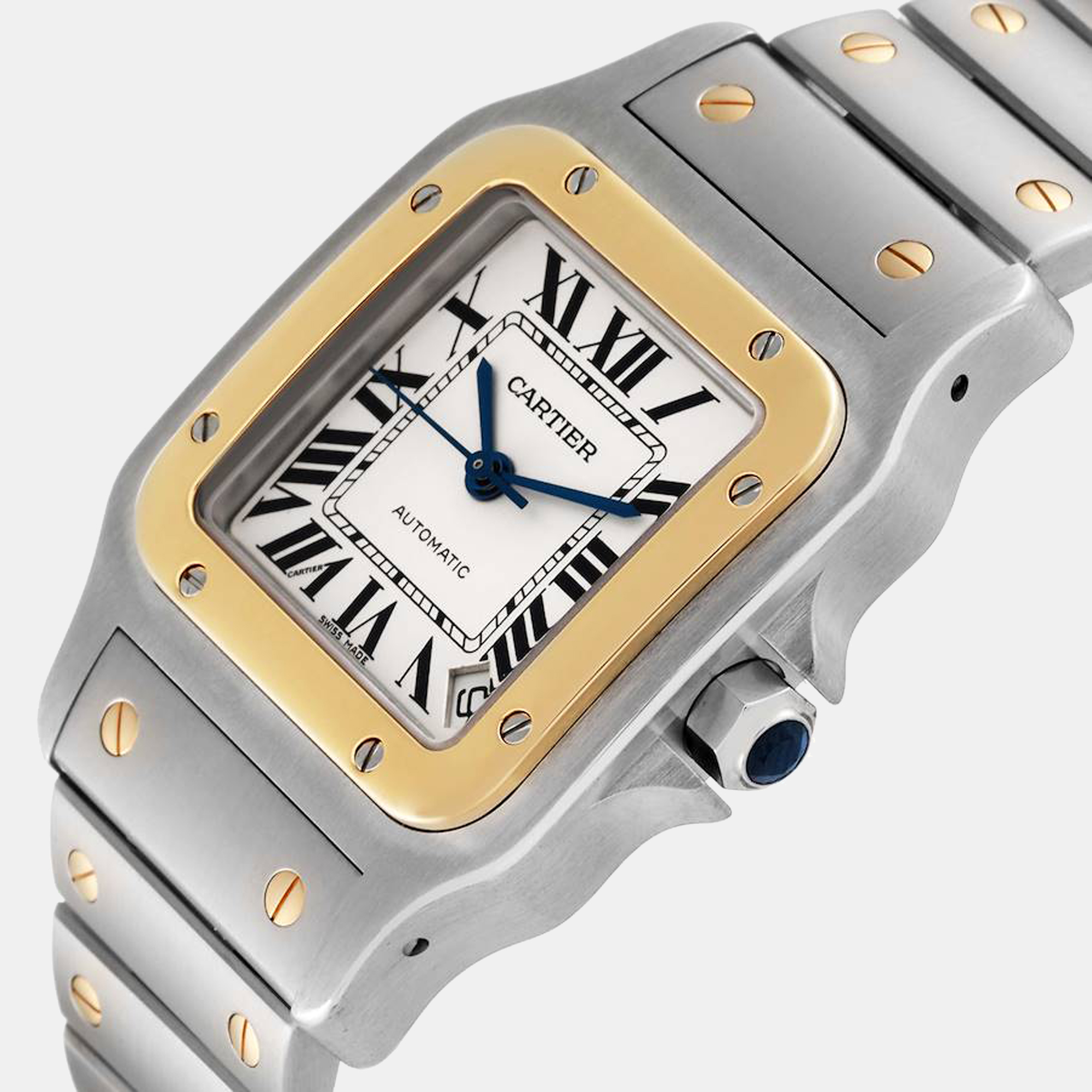 

Cartier Santos Galbee XL Steel Yellow Gold Men's Watch W20099C4, White