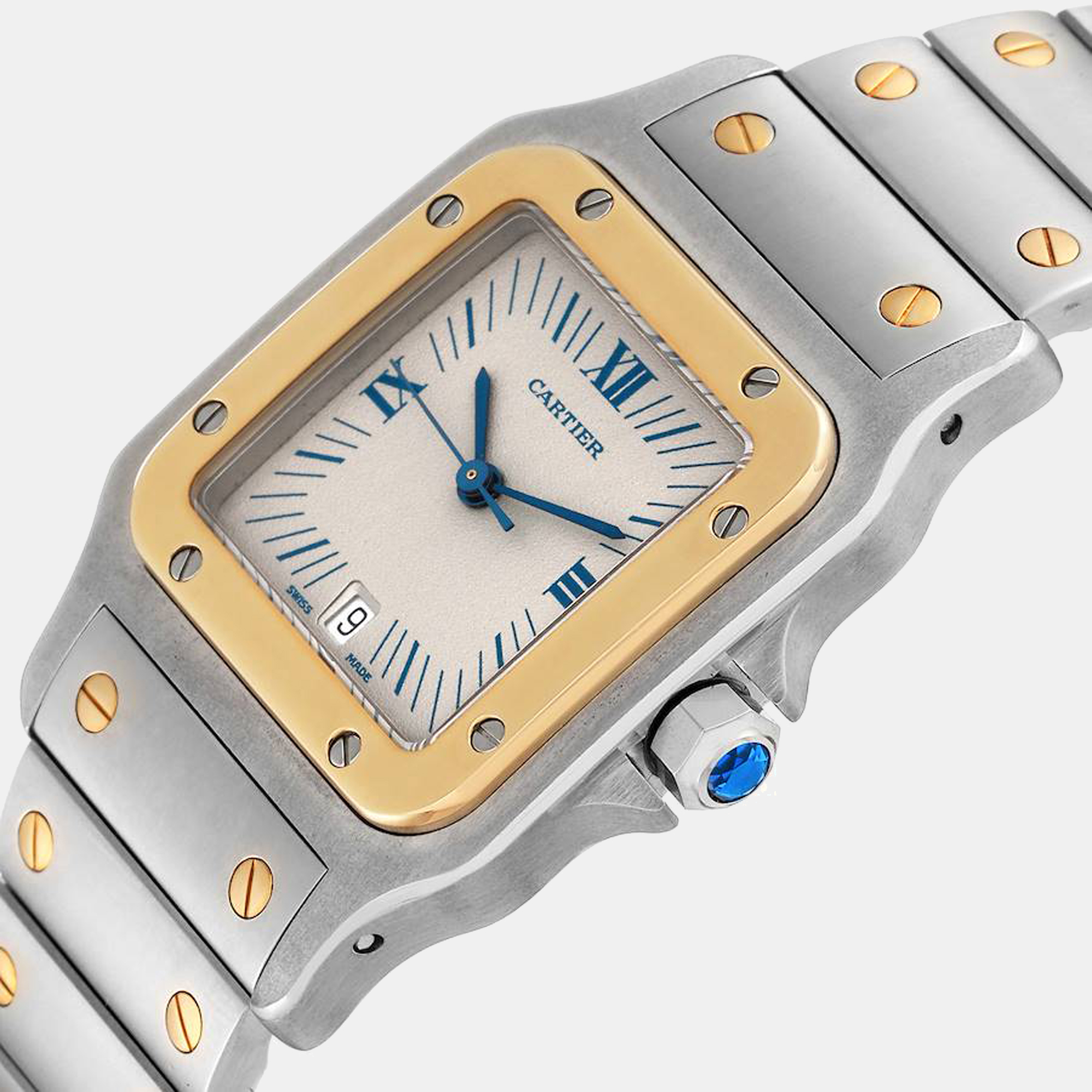 

Cartier Santos Galbee  Steel Yellow Gold Men's Watch 187901, Cream