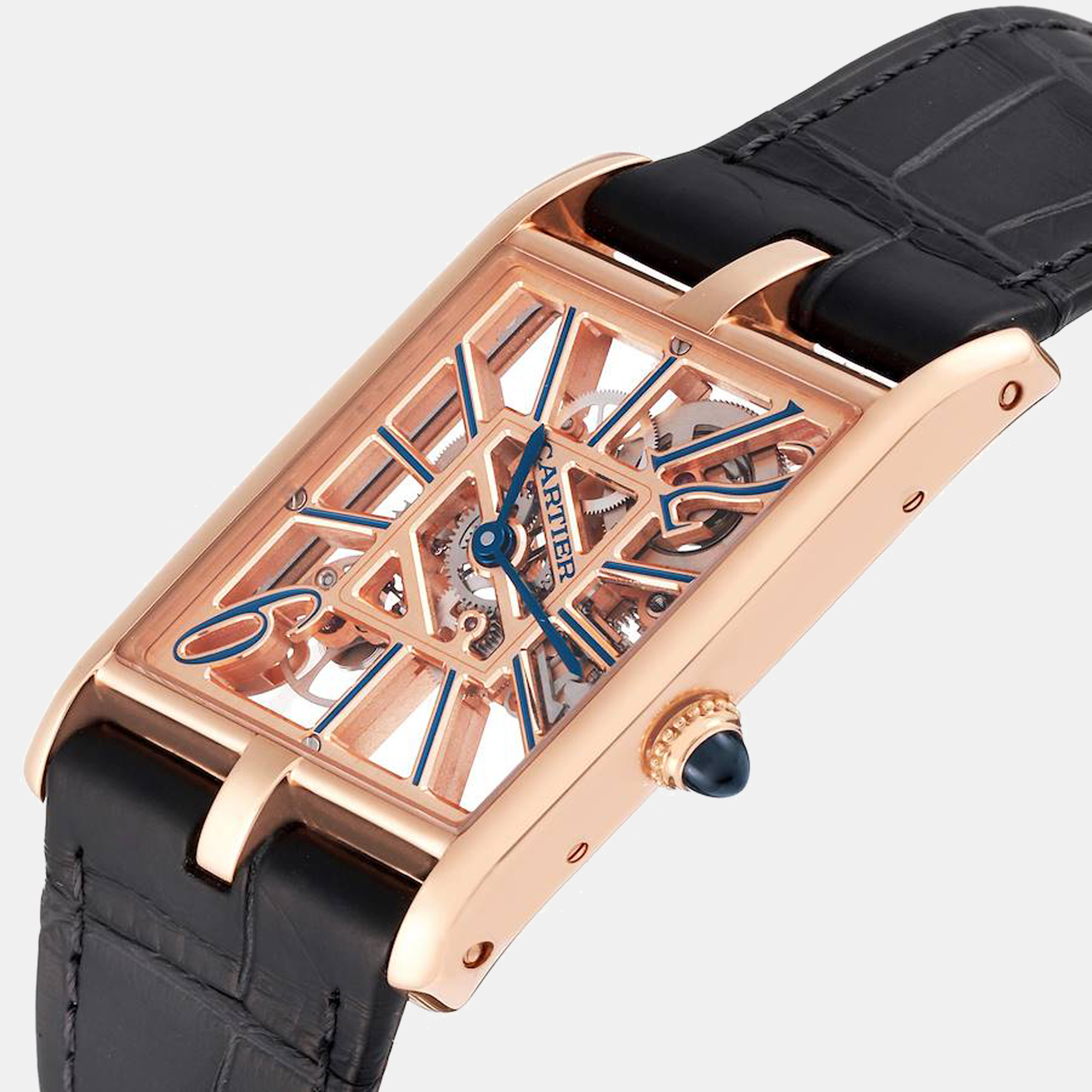 

Cartier Tank Louis Asymetrique Skeleton Rose Gold Mens Watch WHTA0011, White