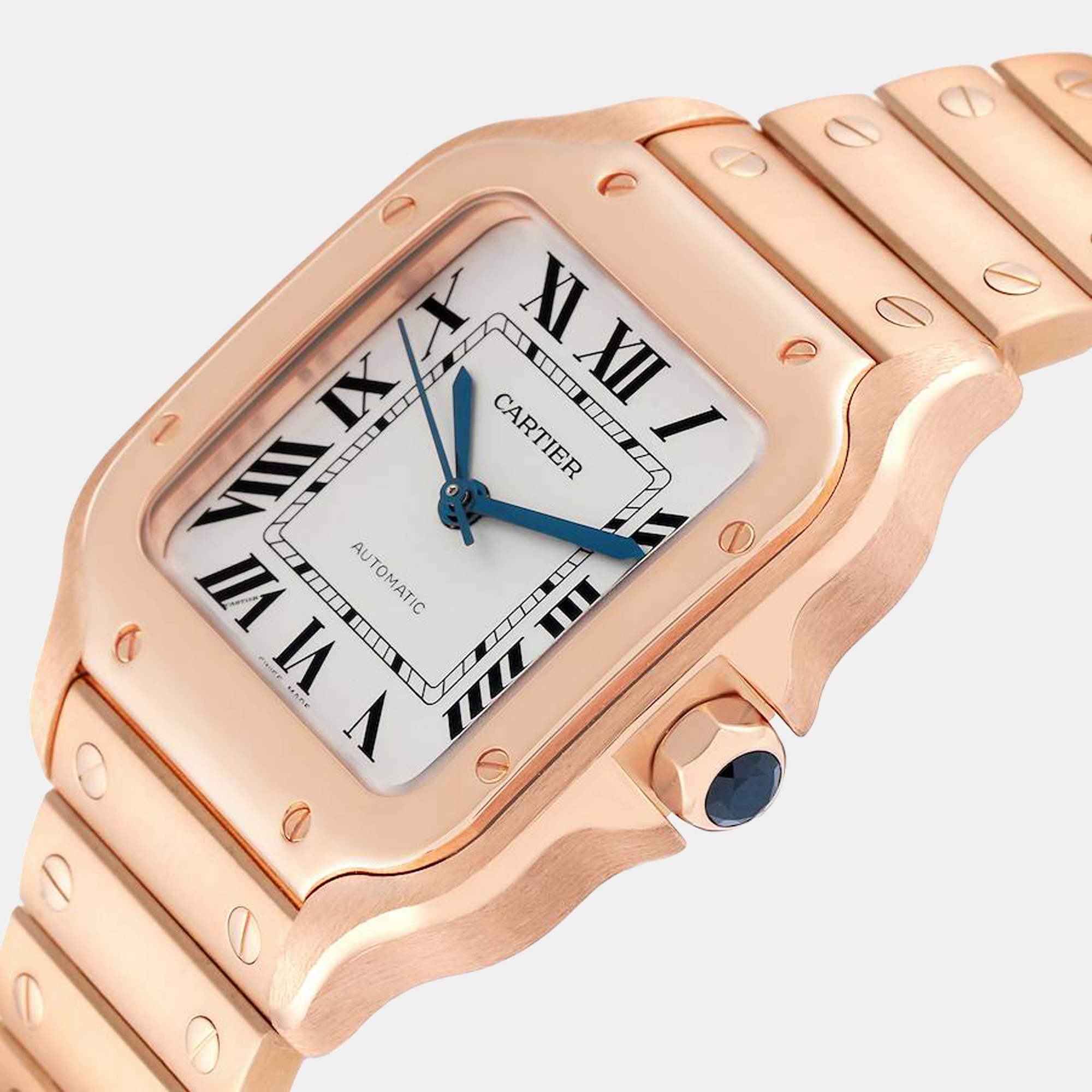 

Cartier Santos Rose Gold Midsize Mens Watch WGSA0008, Silver