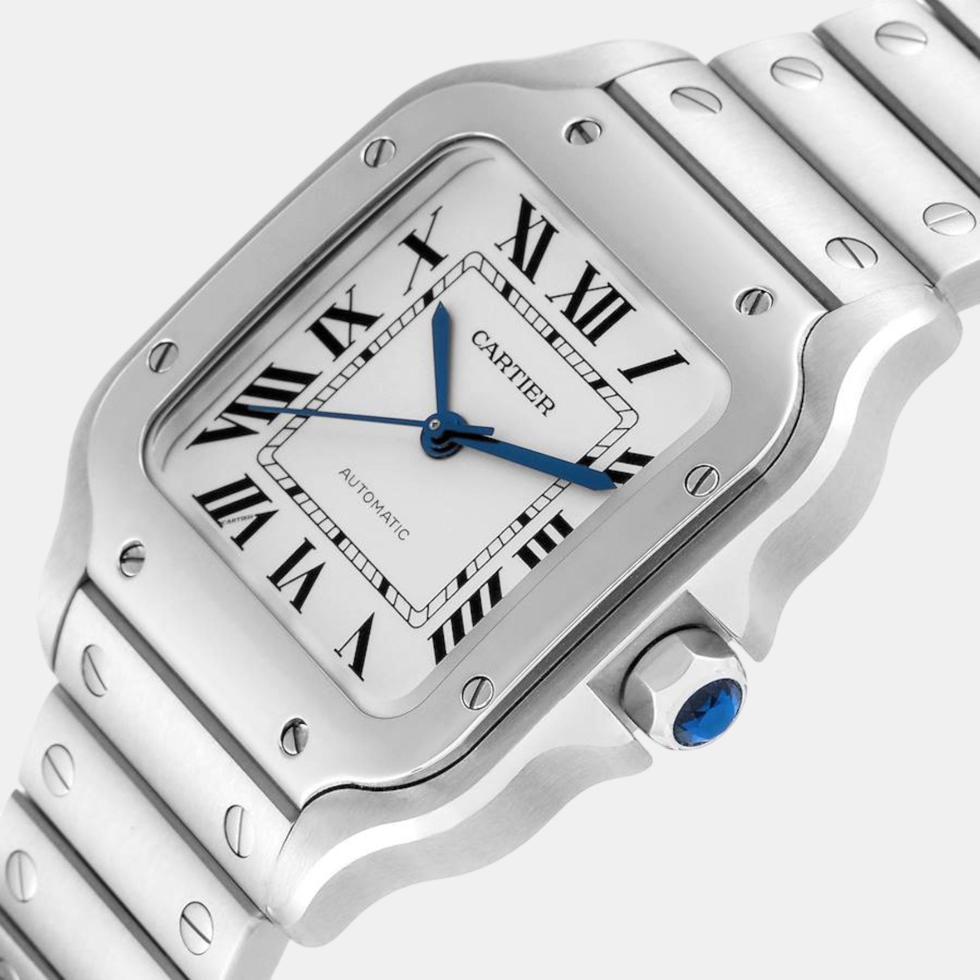 

Cartier Santos De Cartier Medium Steel Mens Watch WSSA0010, Silver
