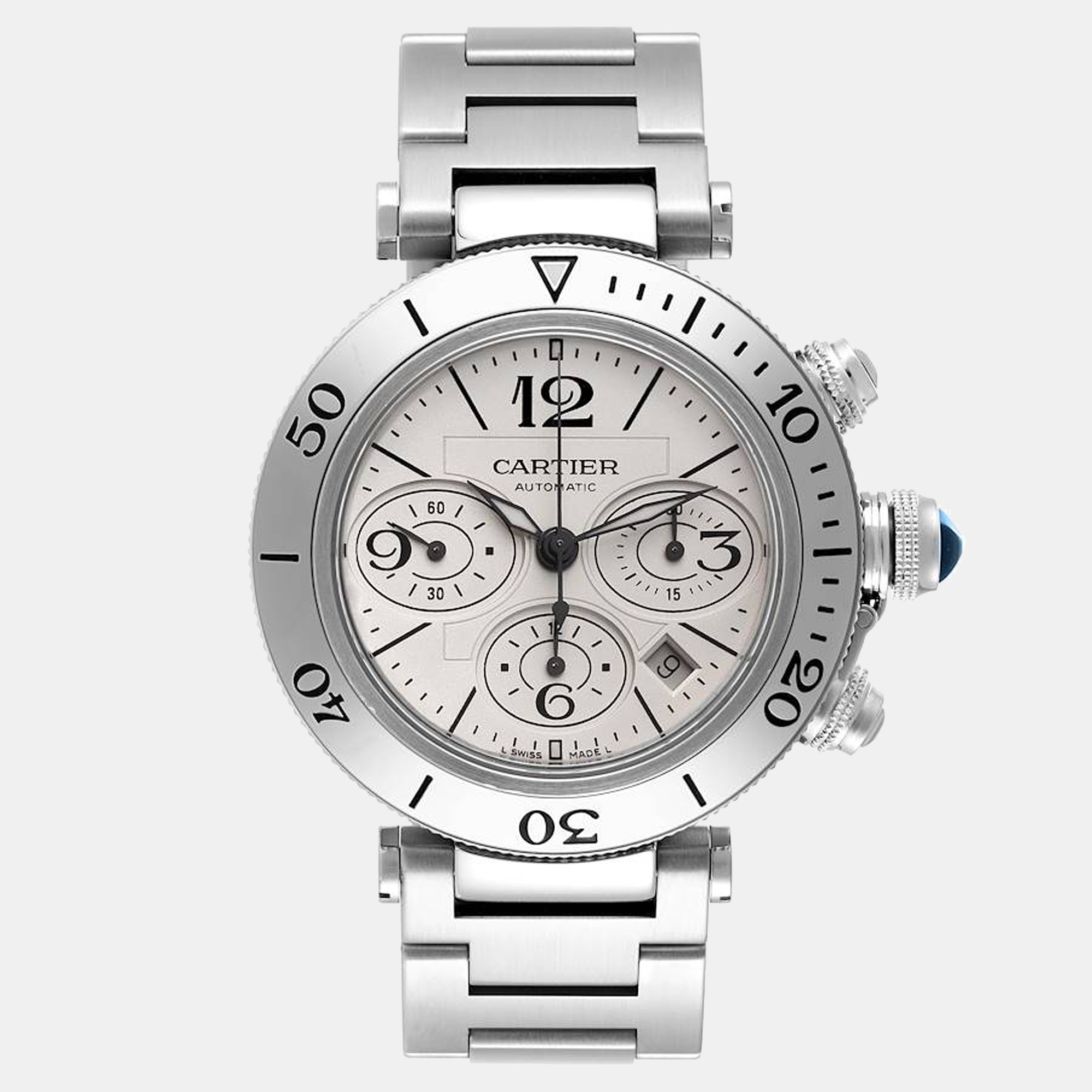 

Cartier Pasha Seatimer Chronograph Steel Men's Watch W31089M7, Silver