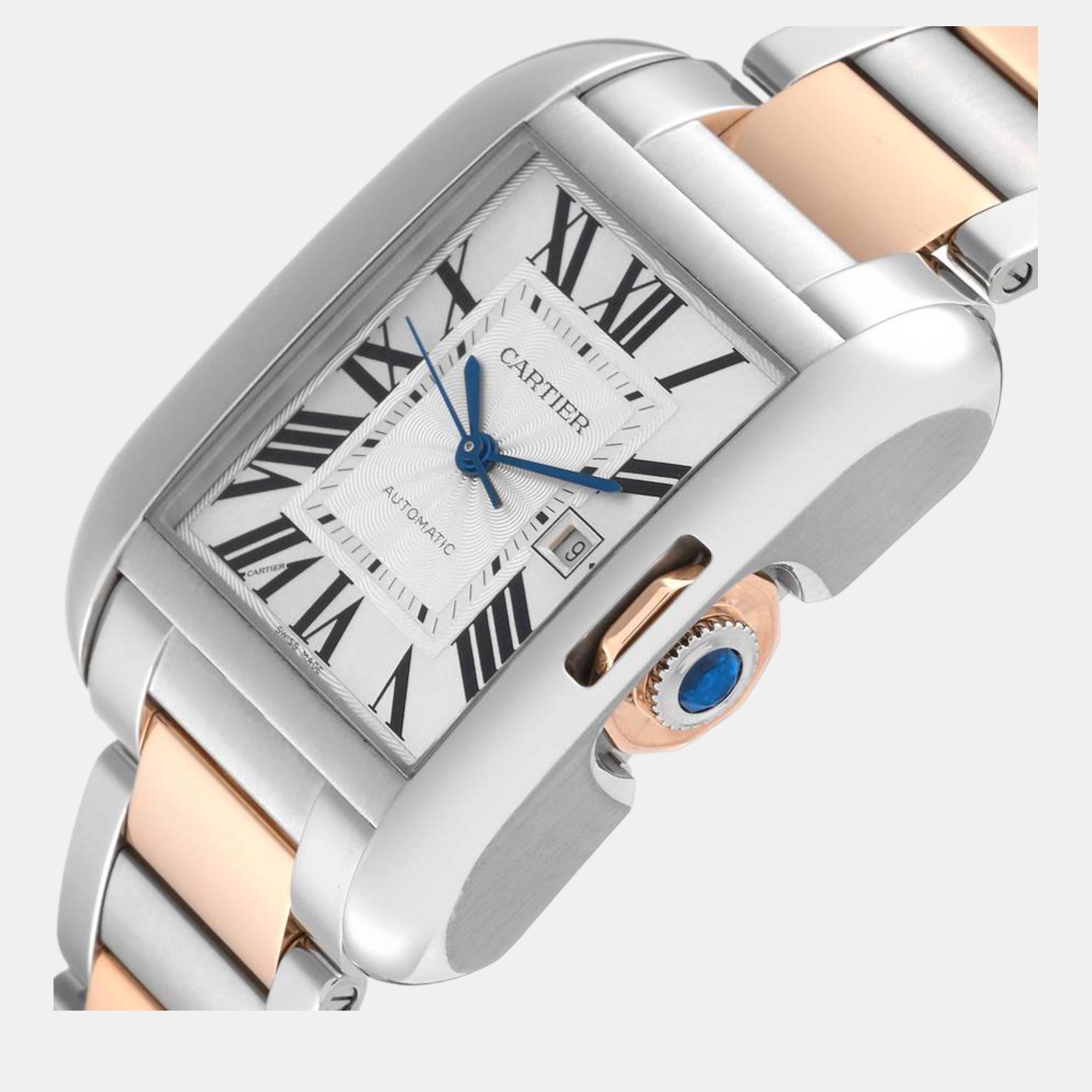 

Cartier Tank Anglaise Large Steel Rose Gold Men's Watch W5310037, Silver