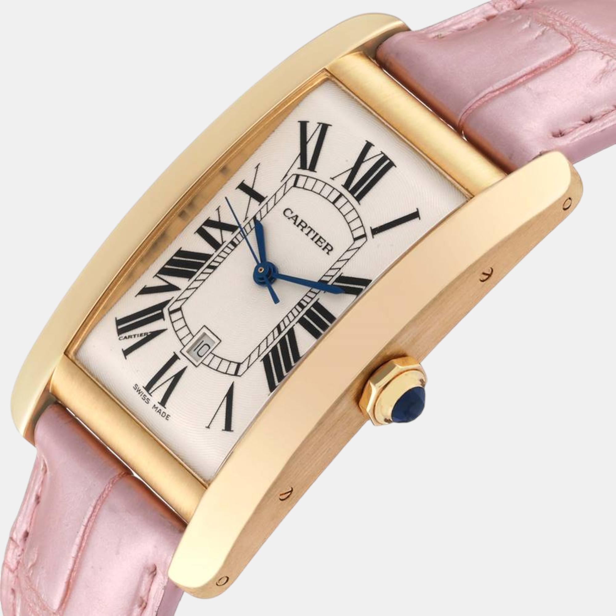 

Cartier Tank Americaine Yellow Gold Automatic Men's Watch W2603156 26.6 x 45.1 mm, Silver