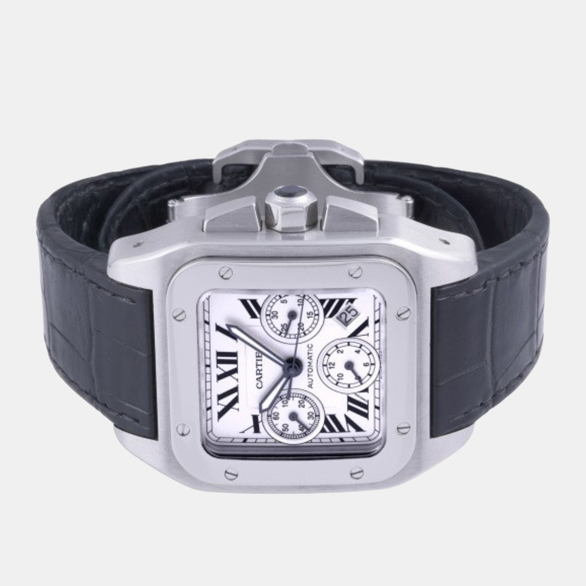 

Cartier Silver Stainless Steel Santos 100 W20090X8 Automatic Men's Wristwatch 41 mm
