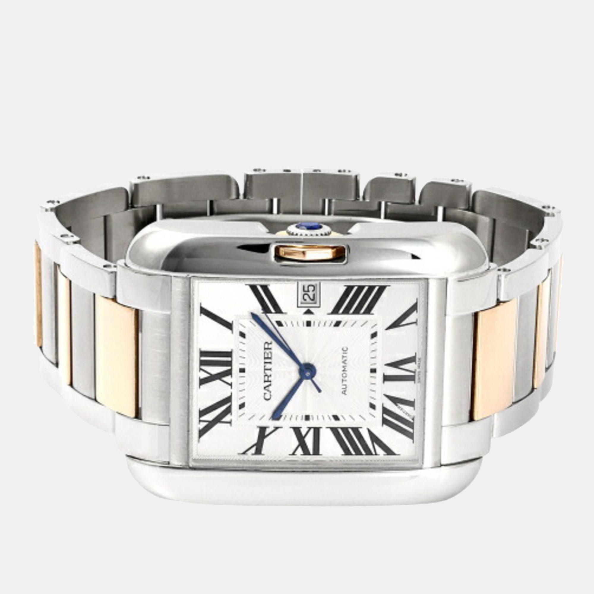 

Cartier Silver 18k Rose Gold And Stainless Steel Tank Anglaise W5310006 Automatic Men's Wristwatch 36 mm