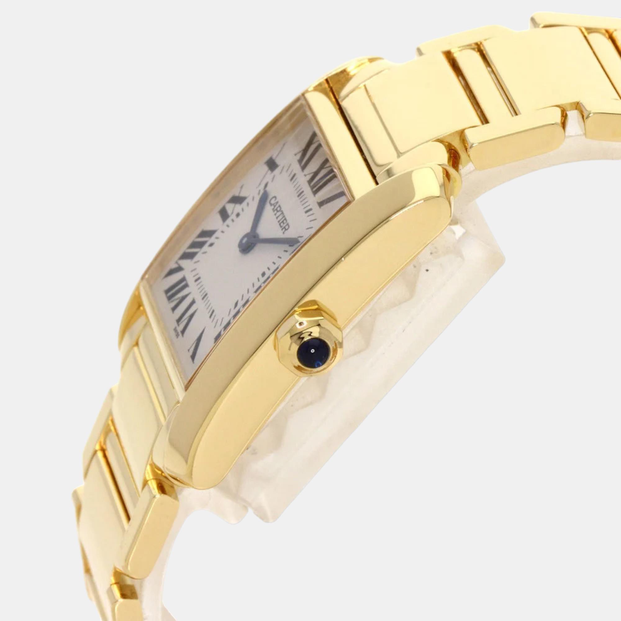 

Cartier White 18k Yellow Gold Tank Francaise Quartz Men's Wristwatch 25 mm