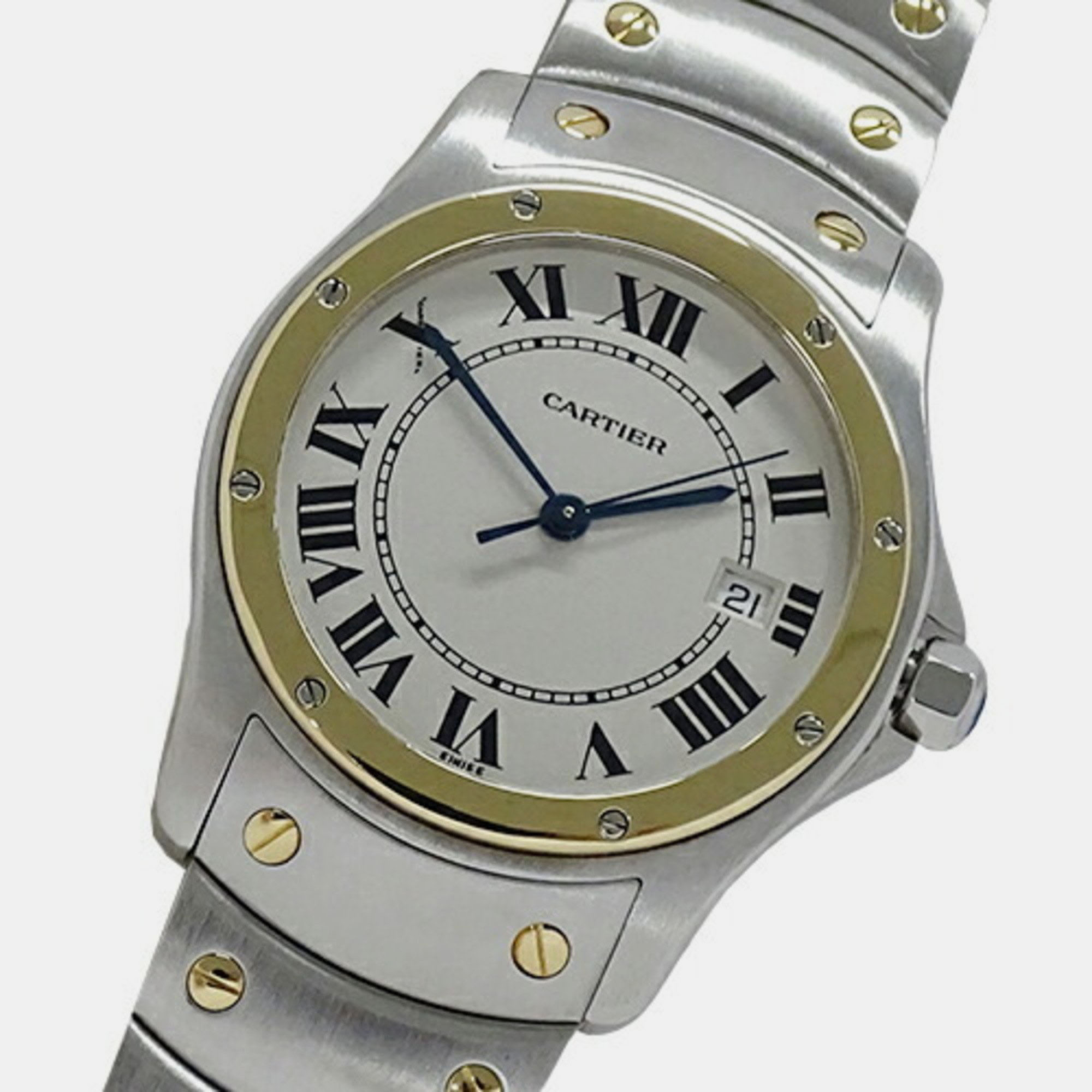 

Cartier White 18k Yellow Gold And Stainless Steel Santos Ronde W20037R3 Quartz Men's Wristwatch 29 mm
