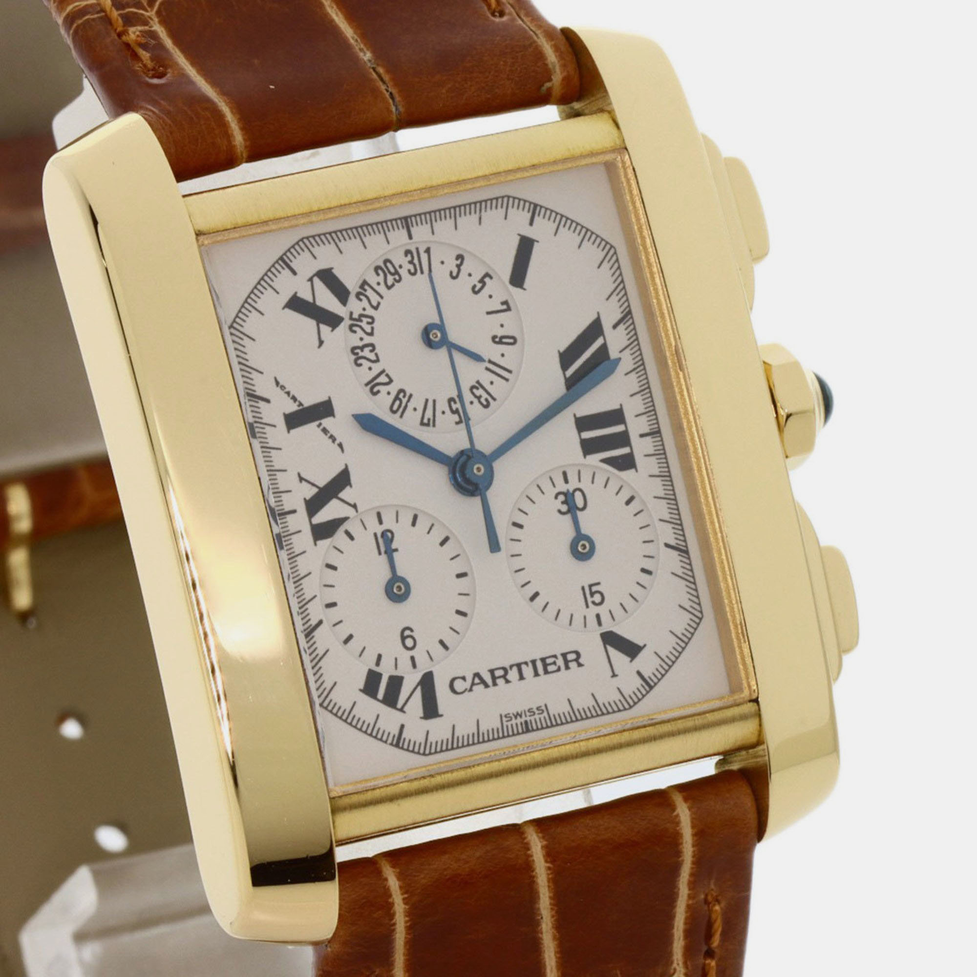 

Cartier White 18k Yellow Gold Tank Francaise W5000556 Quartz Men's Wristwatch 28 mm