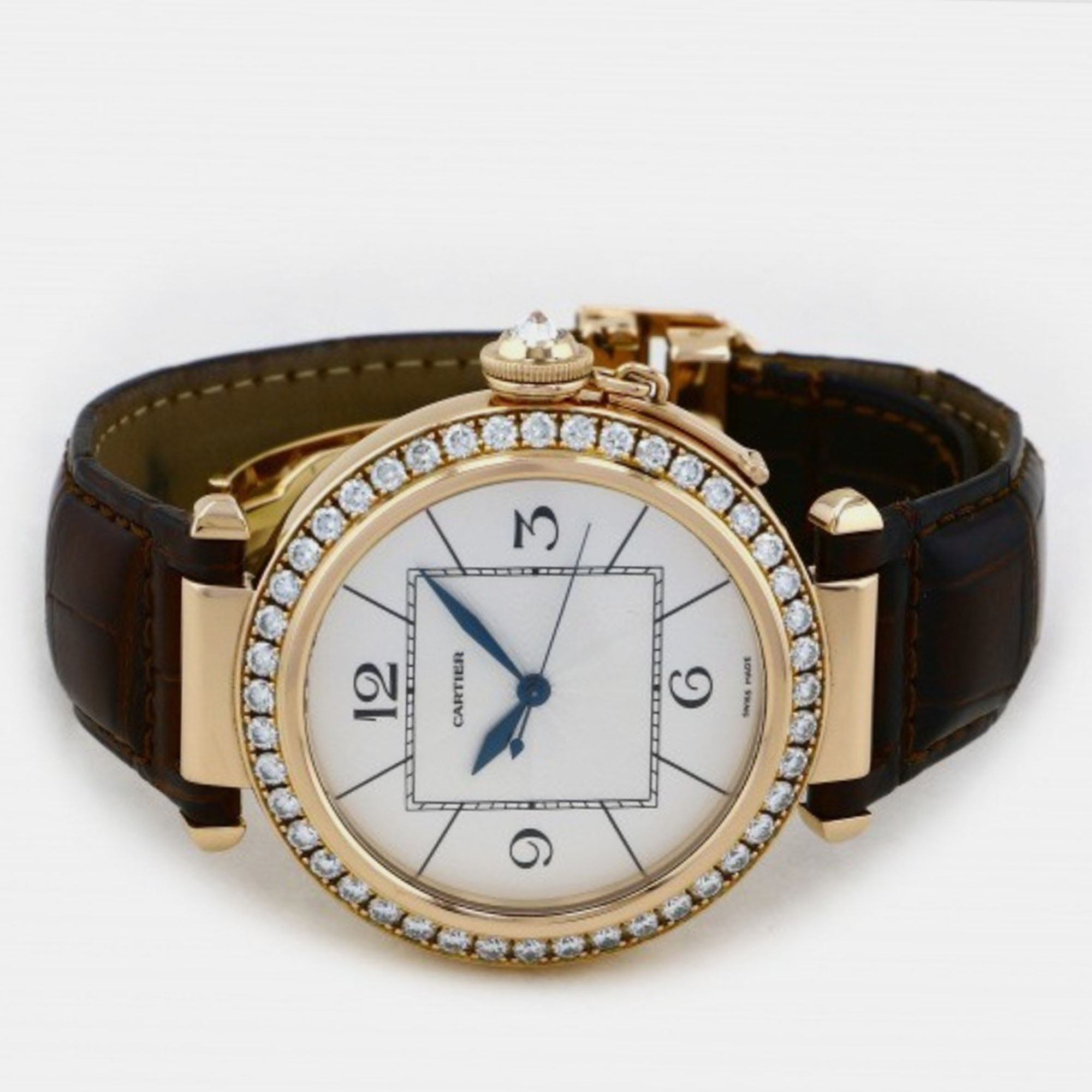 

Cartier Silver Diamond 18k Rose Gold Pasha de Cartier WJ120151 Automatic Men's Wristwatch 42 mm