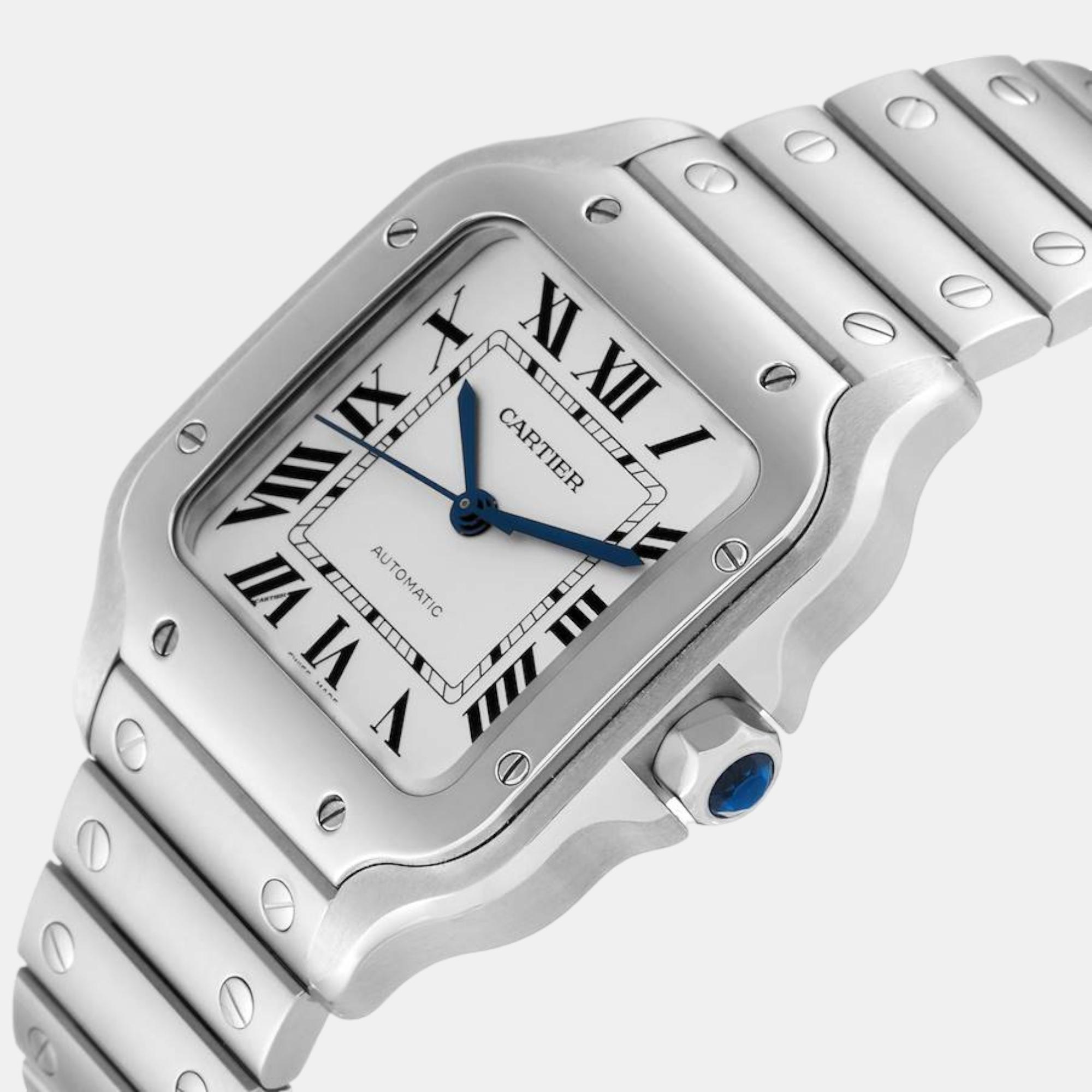 

Cartier Santos Silver Dial Medium Steel Mens Watch WSSA0029