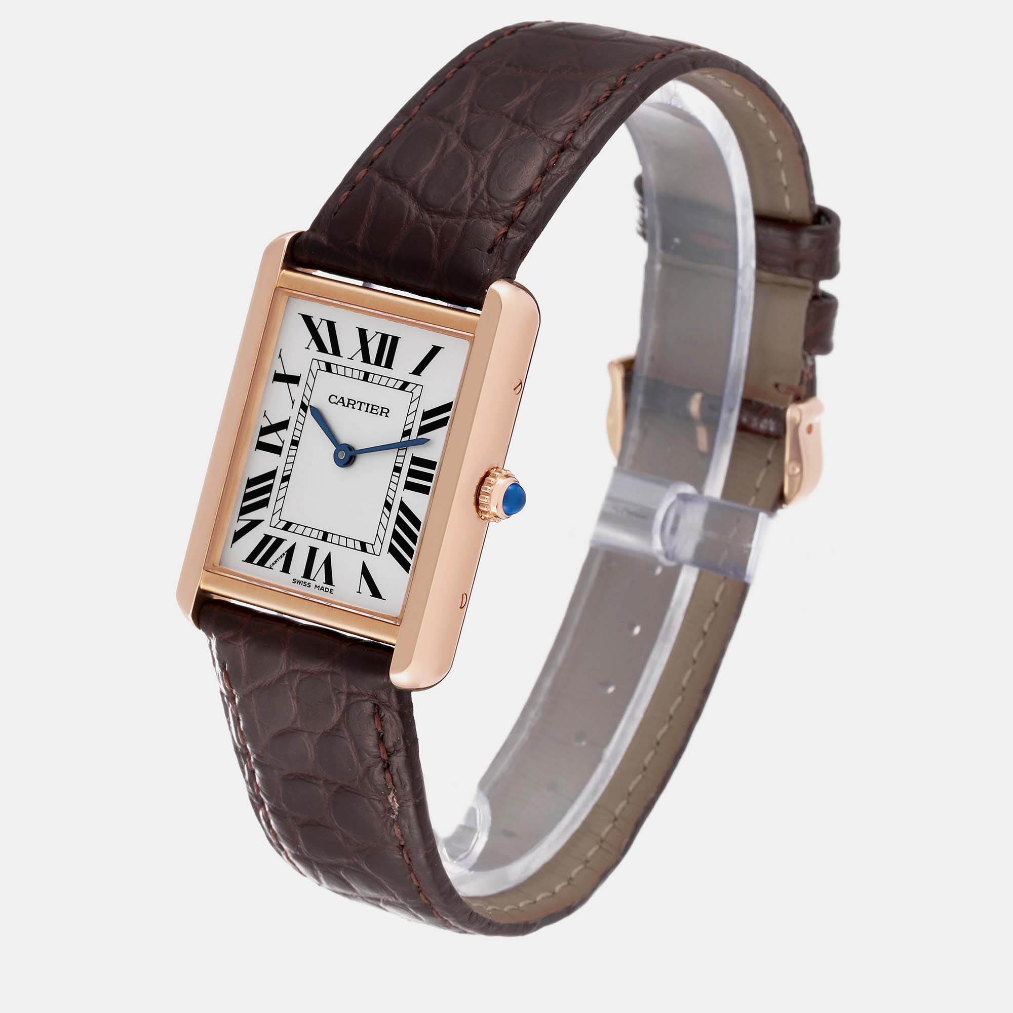 Cartier Tank Solo Watch - 34.8 mm Pink Gold Case - Brown Alligator Strap - W5200025