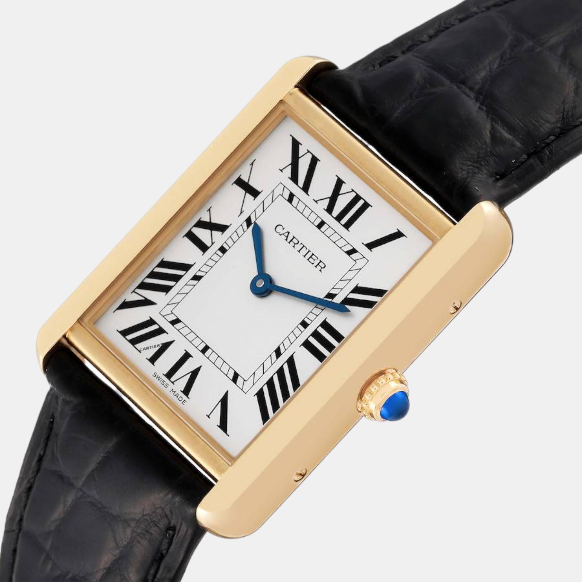 

Cartier Tank Solo Large Yellow Gold Steel Men's Watch W5200004 34 x 27 mm, Silver