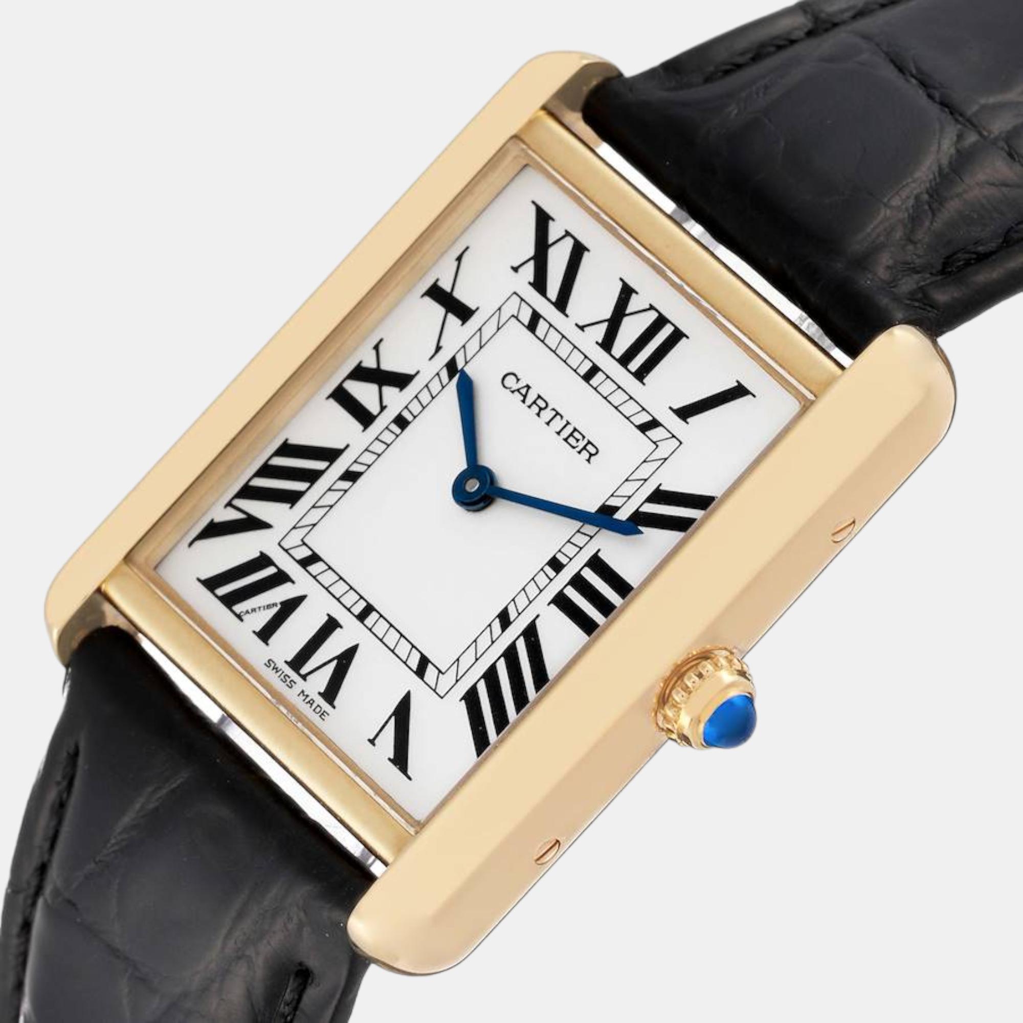 

Cartier Tank Solo Large Yellow Gold Steel Men's Watch W5200004 34 x 27 mm, Silver