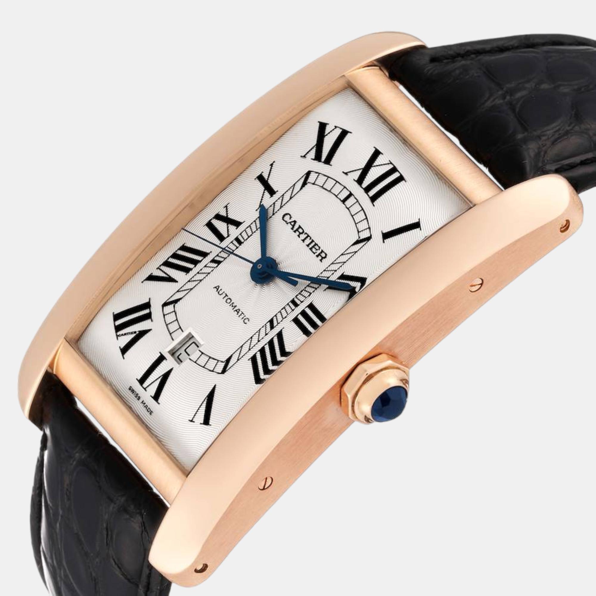 

Cartier Tank Americaine XL Rose Gold Automatic Men's Watch W2609856 52 x 31 mm, Silver