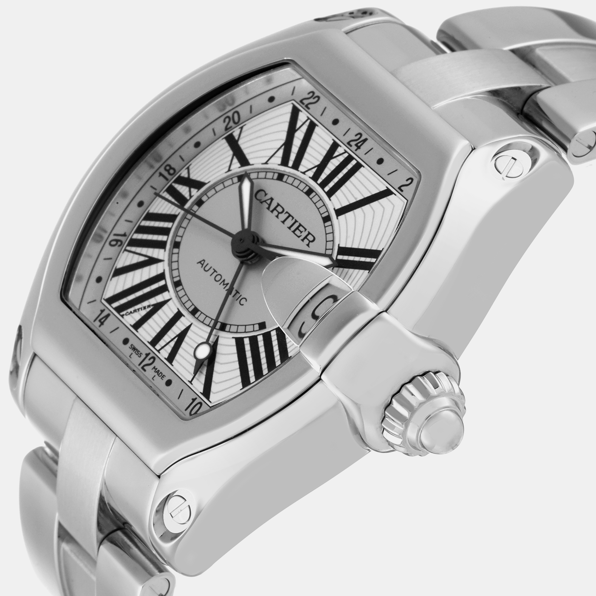 

Cartier Roadster GMT Silver Dial Steel Mens Watch W62032X6 43 mm