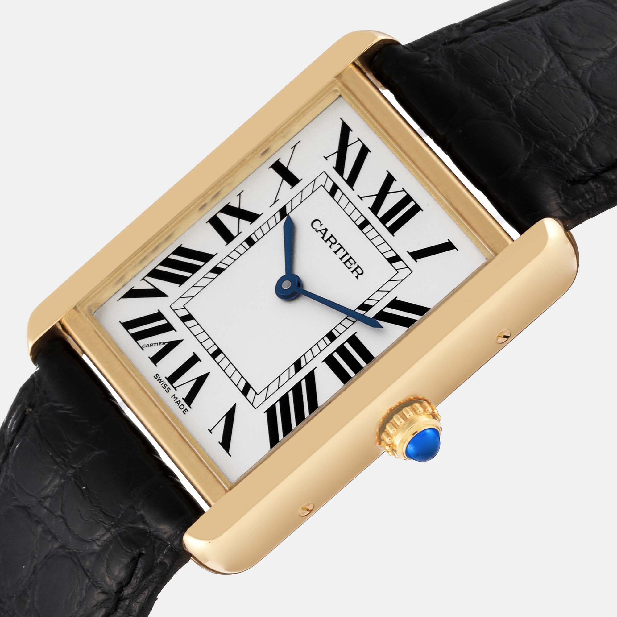 

Cartier Tank Solo Large Yellow Gold Steel Mens Watch W5200004 34 mm x 27 mm, Silver