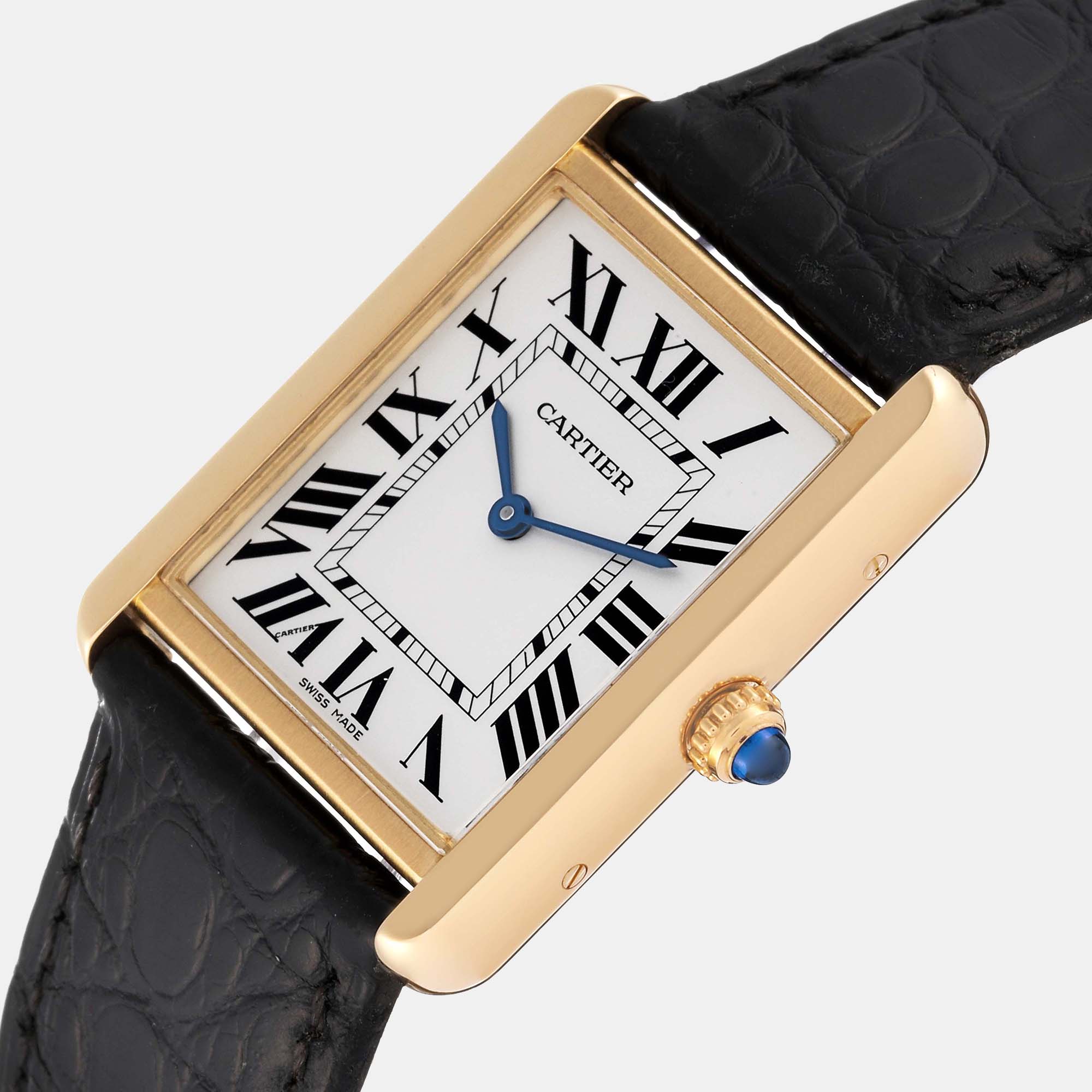 

Cartier Tank Solo Large Yellow Gold Steel Mens Watch W5200004 34 mm x 27 mm, Silver