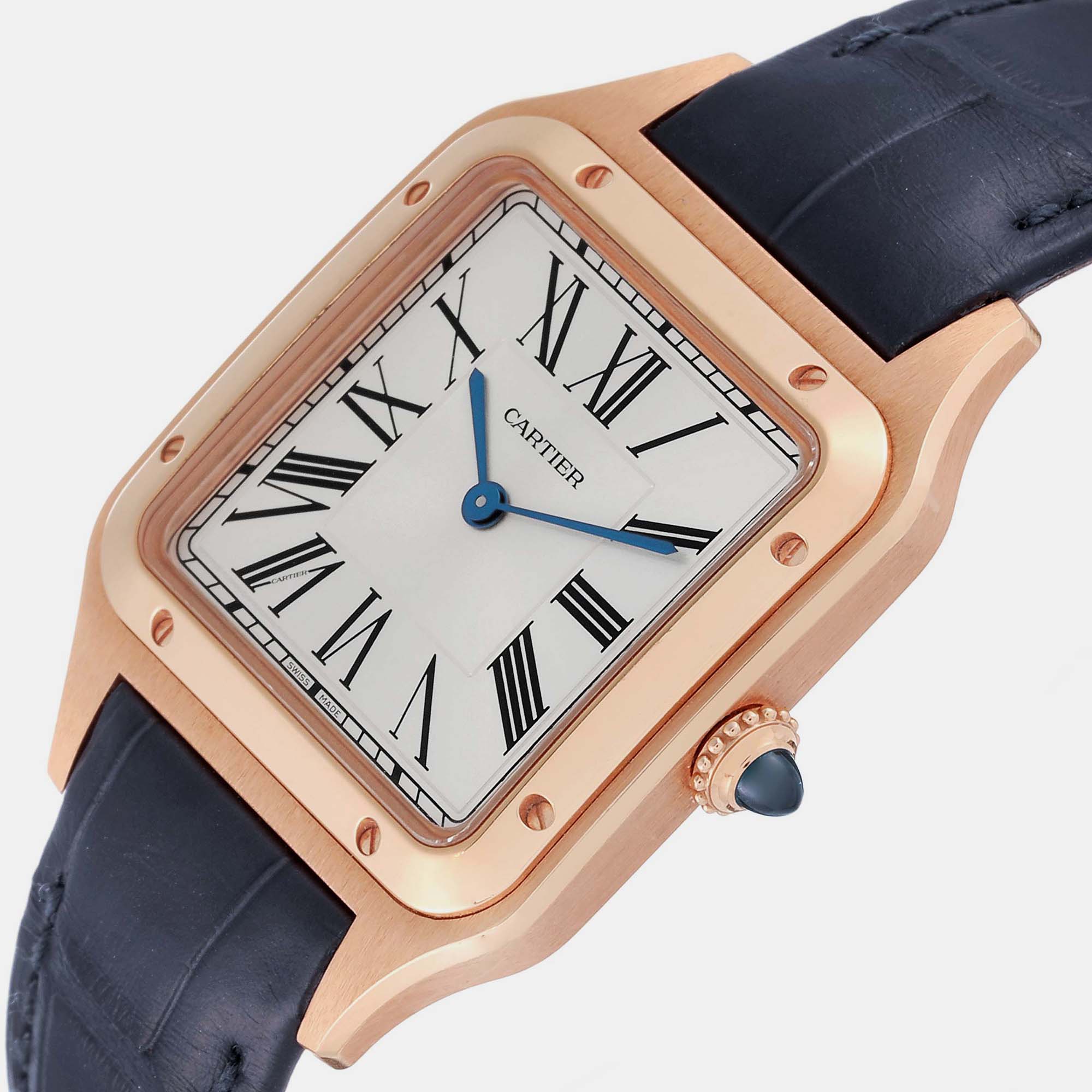 

Cartier Santos Dumont Large Rose Gold Silver Dial Mens Watch WGSA0021