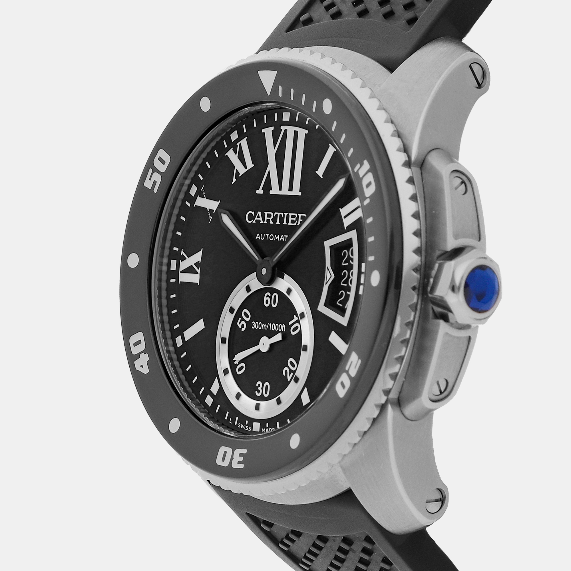 

Cartier Black Stainless Steel Calibre de Cartier W7100056 Automatic Men's Wristwatch 42 mm